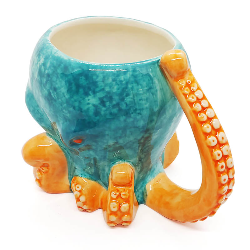 BarConic® Tiki Octopus Mug - 15 oz Ceramic Tropical Drinkware for Cocktails, Beer & Iced Coffee - Perfect for Luau Parties, Beach Bars & Summer Gatherings
