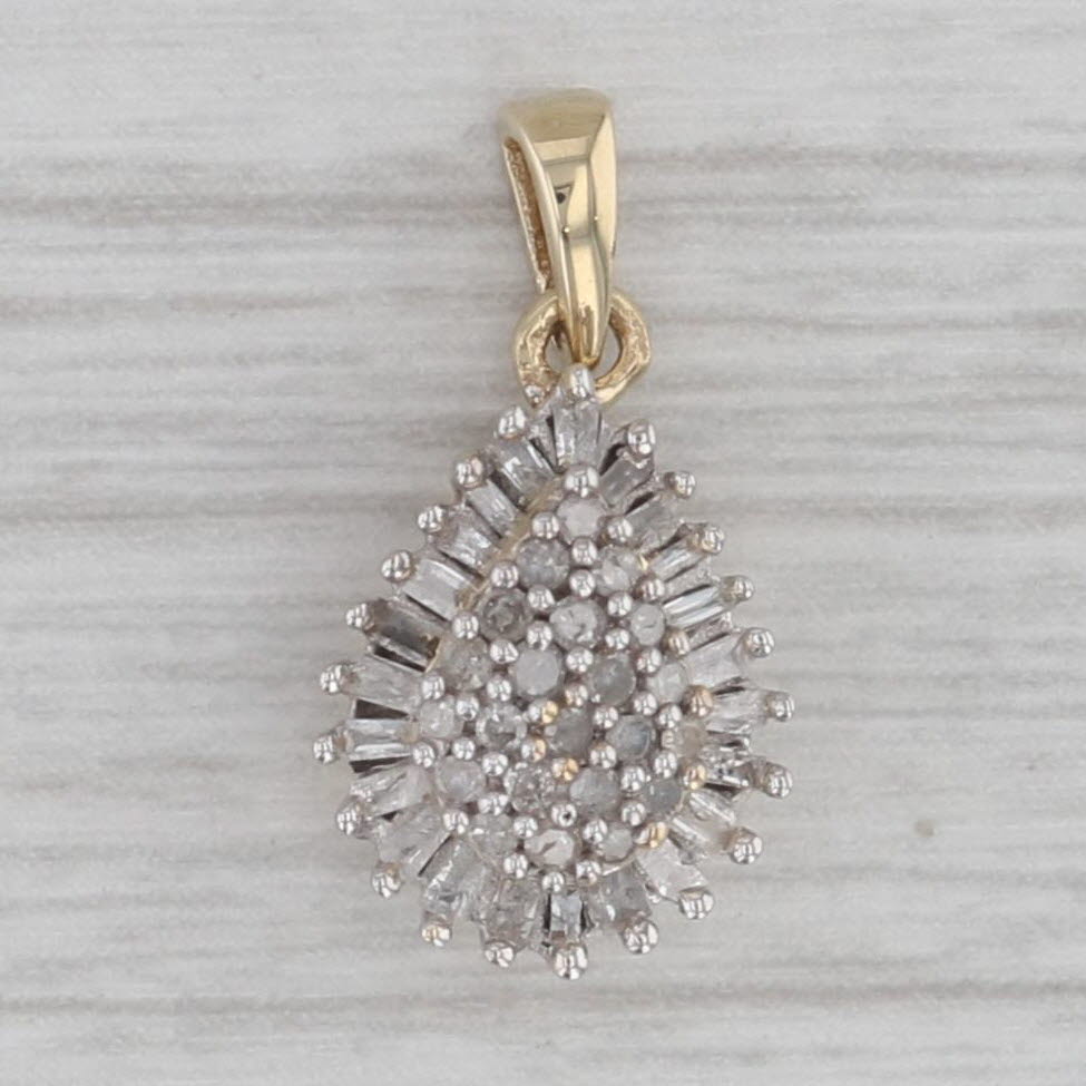 0.20ctw Diamond Cluster Pendant Necklace in 10k Yellow Gold - Elegant Jewelry Gift for Women, Perfect for Weddings, Anniversaries & Special Occasions