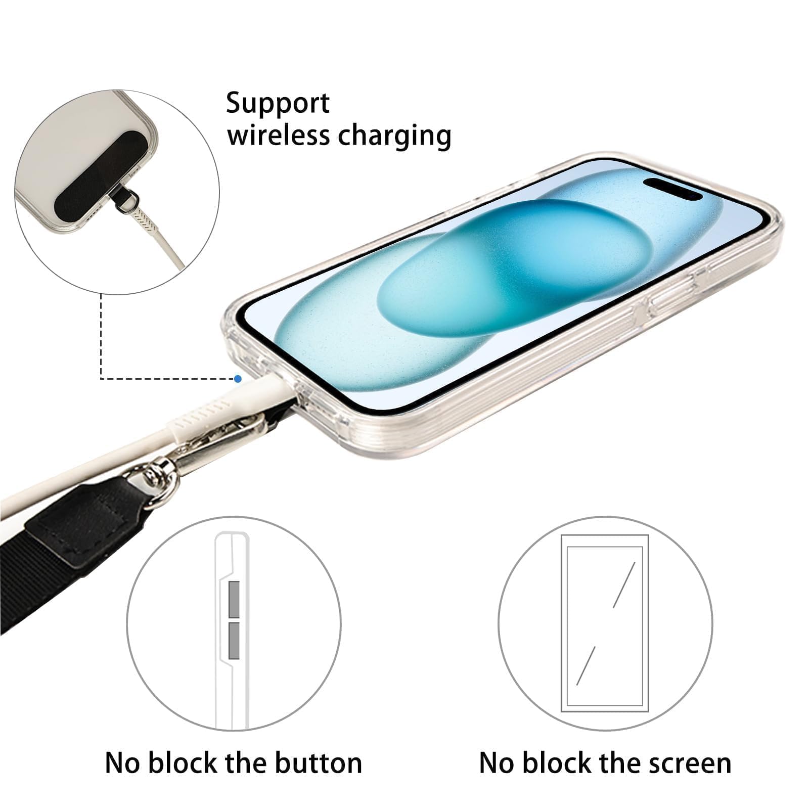 Adjustable Phone Lanyard with Neck/Wrist Strap - Anti-Theft Crossbody Design for Travel & Events (Black)