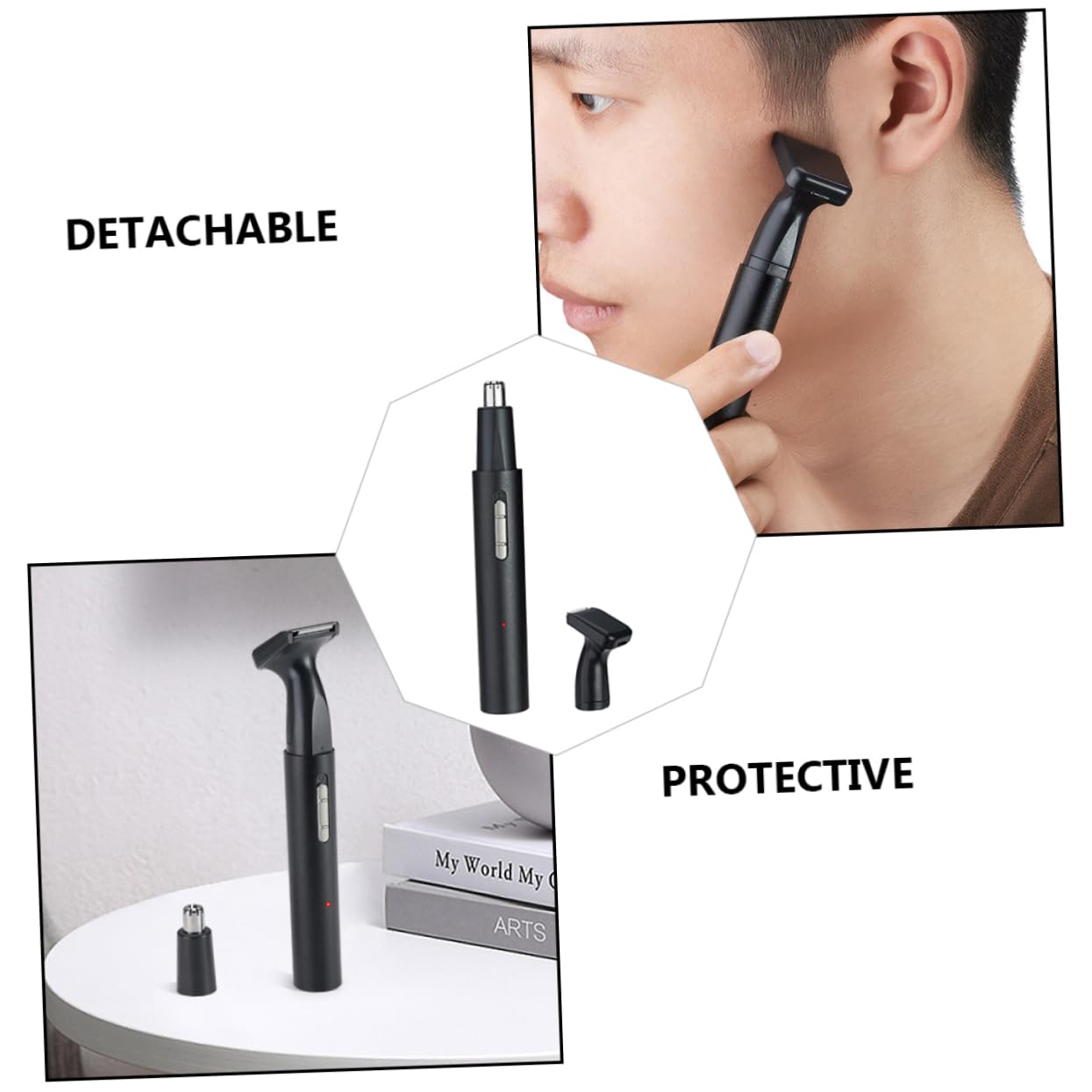 Baluue Electric Nose Hair Trimmer for Men - Rechargeable Ear & Beard Trimmer with Metal Aluminum Body - Perfect for Grooming, Travel & Personal Care (Black)