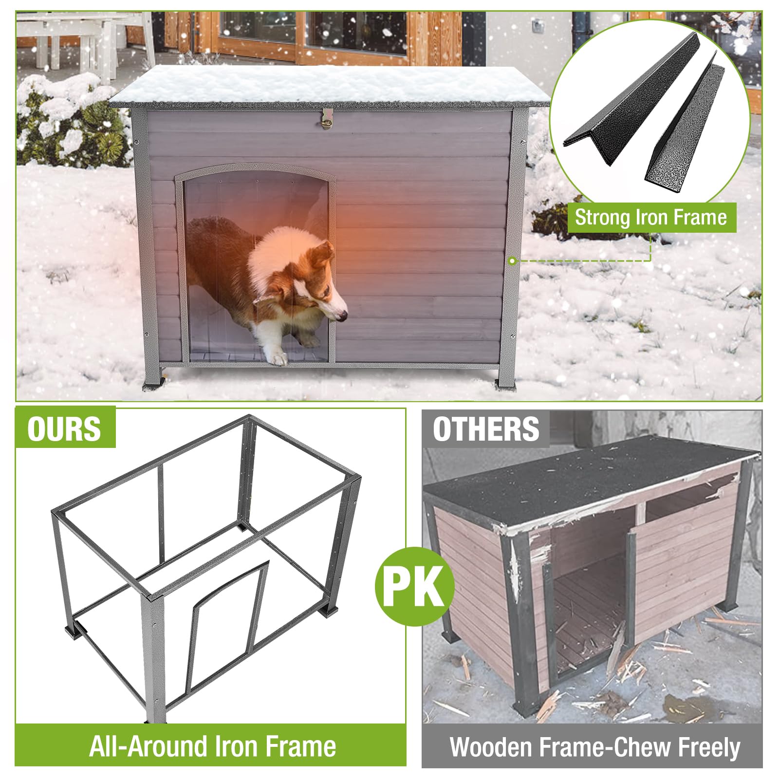 Insulated Outdoor Dog House with Removable Liner - Waterproof Winter Dog Kennel for Large & Small Dogs - Perfect for Backyard, Patio & Cold Weather Protection