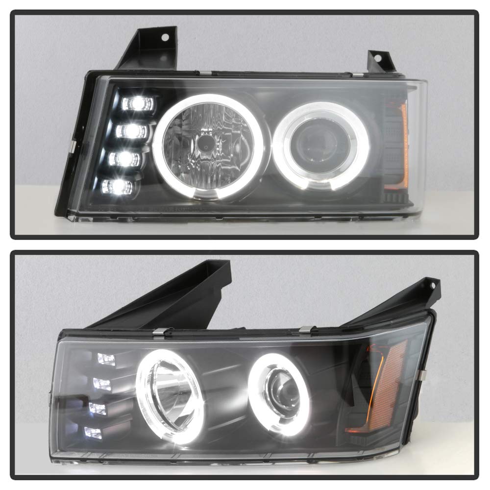 ACANII LED DRL Dual Halo Black Housing Projector Headlights for 2004-2012 Chevy Colorado & GMC Canyon - Upgrade Your Truck's Style & Night Visibility for Off-Roading & Daily Driving