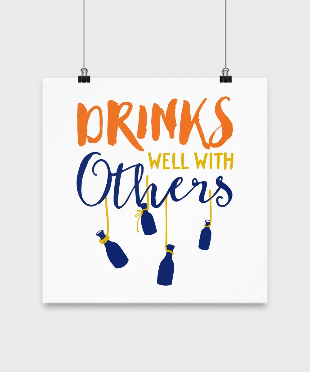 Love My Life Drinks Well with Others Bar Poster - Vintage Style Wall Art for Pubs, Taverns & Home Bars - Perfect for Man Cave & Party Room Decor