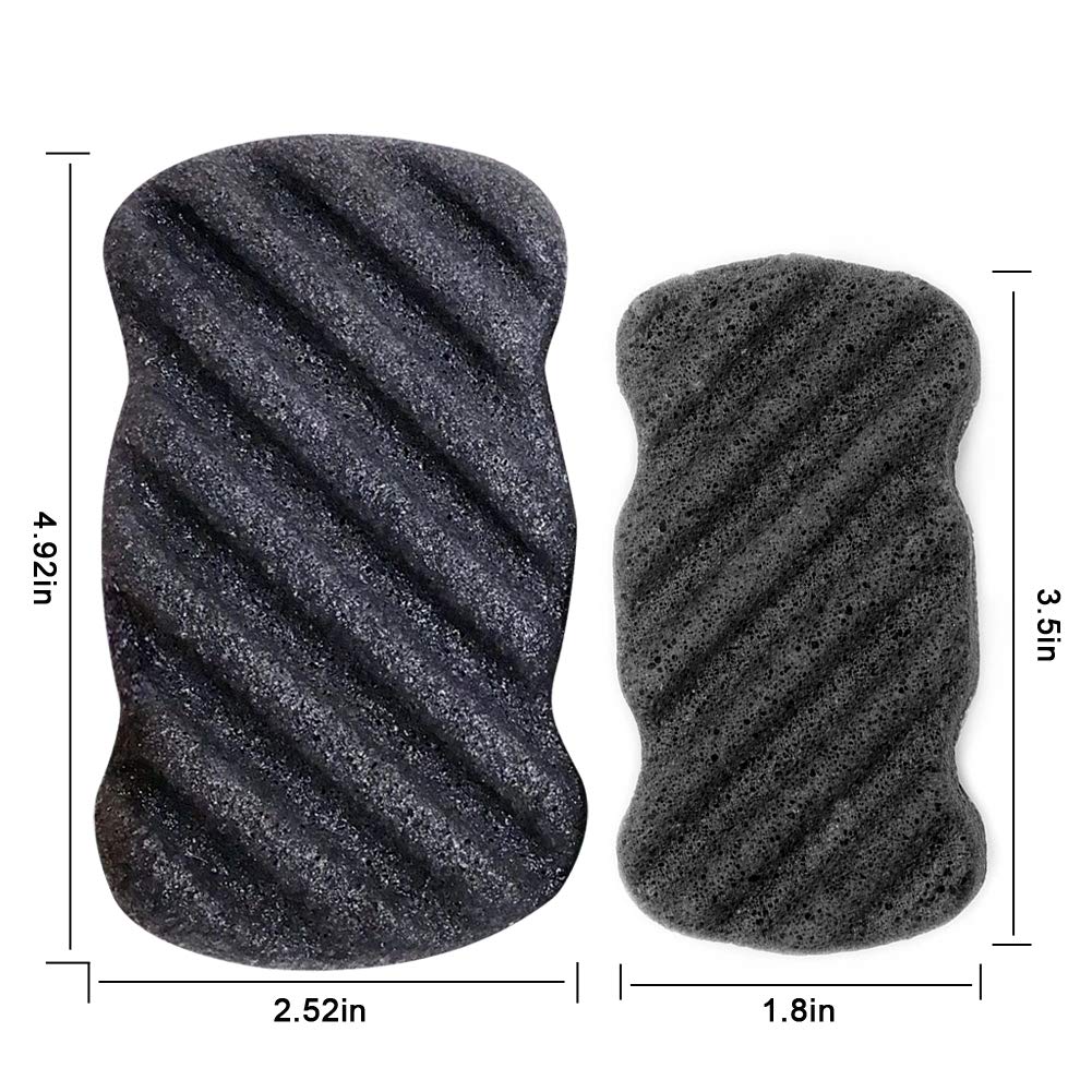 Konjac Sponge Set of 4 - Natural Bamboo Charcoal Facial & Body Exfoliator for Deep Cleansing - Gentle Skin Scrubber for Men & Women - Perfect for Daily Face Wash & Body Care Routine (4 Pack)