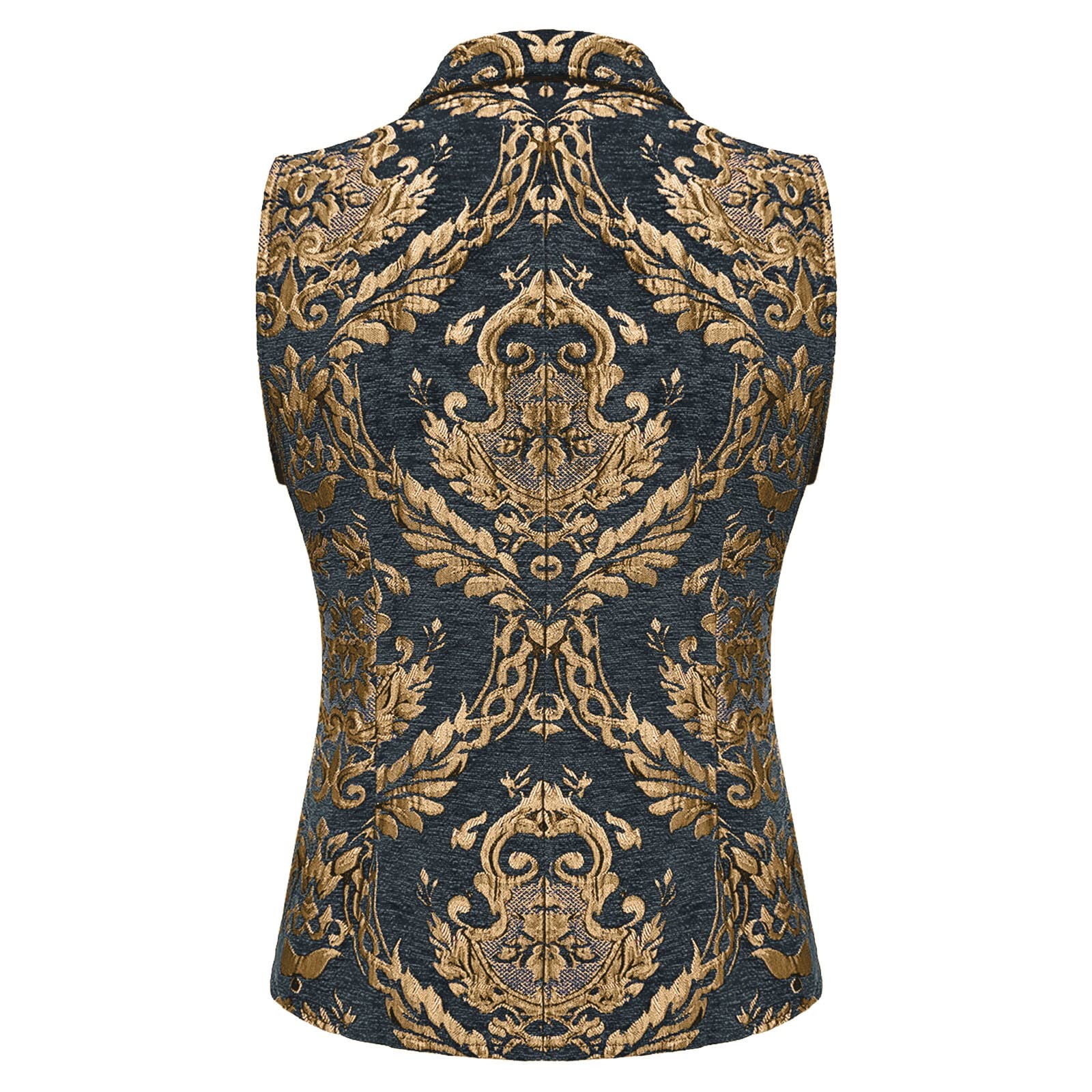 Men's Retro Jacquard Print Lapel Vest - Casual Sleeveless Button Up Waistcoat for Men | Perfect for Vintage Outfits, Cosplay & Smart Casual Wear