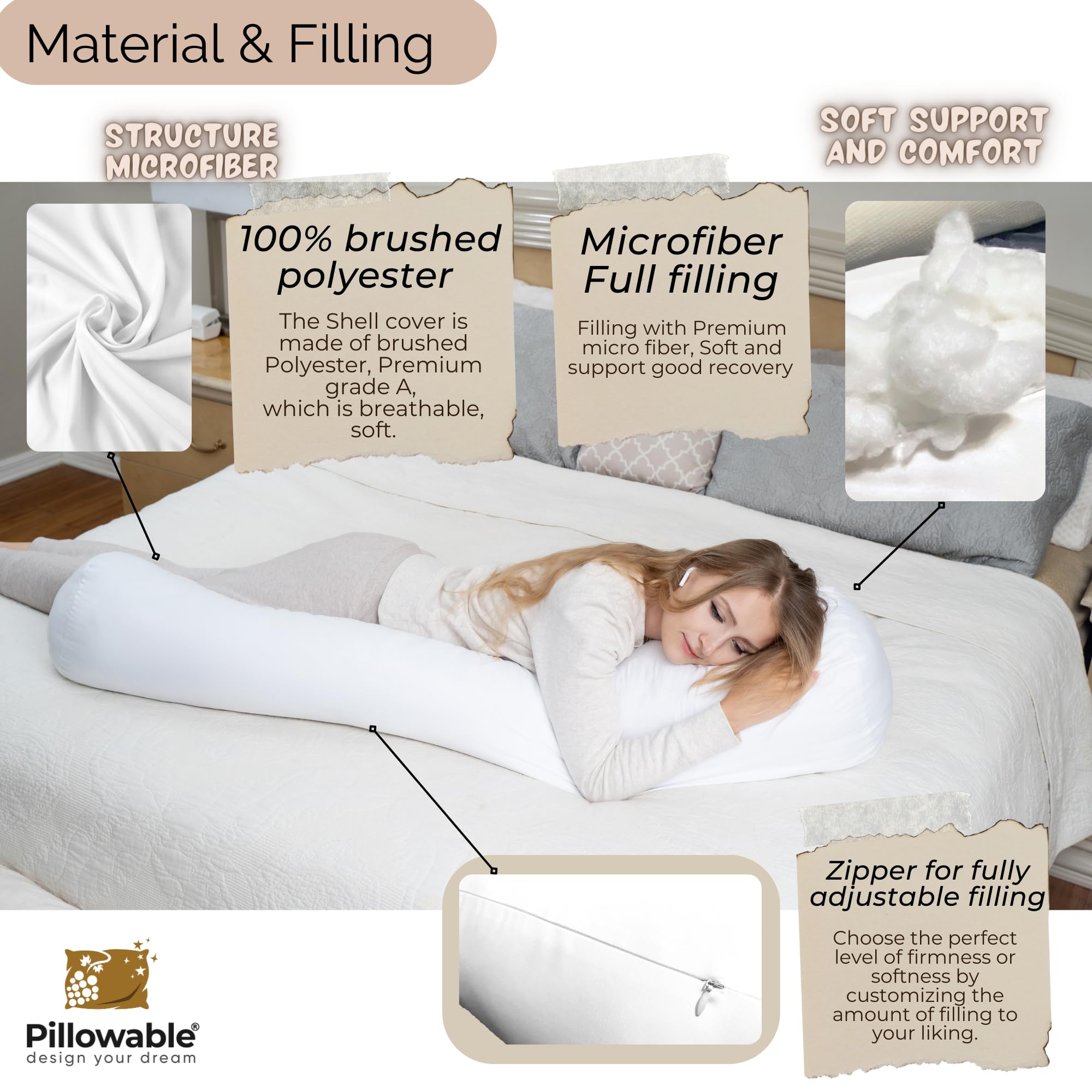 King Size Extra Long Round Body Pillow - 54x12 Inches Ultra Soft Bolster Pillow for Bed with Removable Washable Cover | Maternity Support, Back Pain Relief, Side Sleeper Comfort | Perfect for Pregnancy, Nursing, and Relaxation
