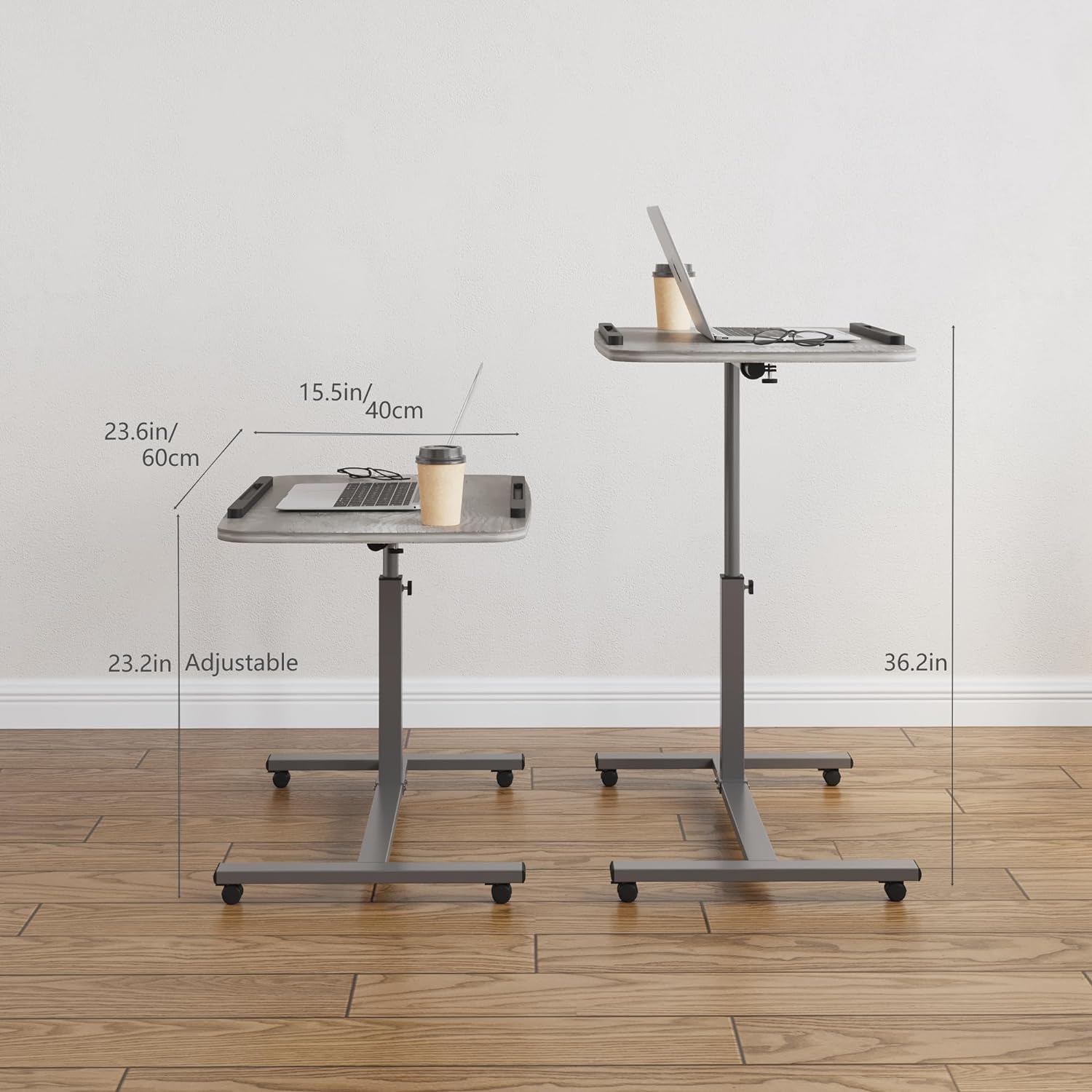 Adjustable Height Laptop Stand - Portable Rolling Swivel Desk for Notebook, Couch & Bed - Perfect for Home Office, Hospital, Dorm & Travel Use