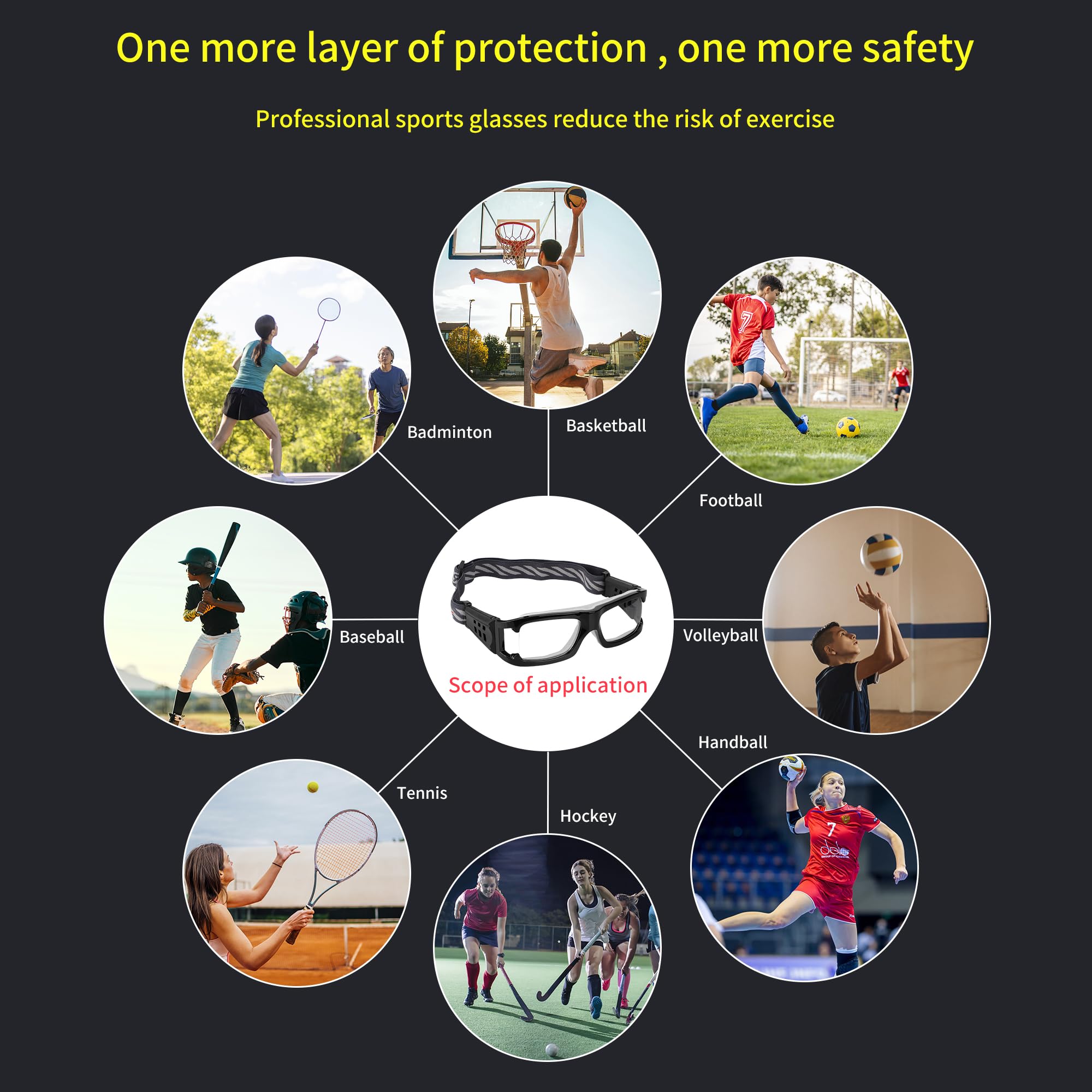 Best Sports Goggles for Men - Protective Safety Glasses for Basketball, Football & Impact Sports - Adjustable Shock-Resistant Eyewear for Active Lifestyles (Perfect for Indoor/Outdoor Games & Training)