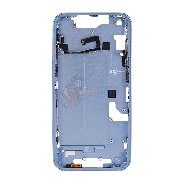 Original iPhone 14 Mid Frame Housing with Power/Volume Buttons, Back Glass with Steel Plate & Wireless Charging Flex Cable - Blue | Replacement Part for iPhone 14 Repair | DIY Fix & Professional Installation Use