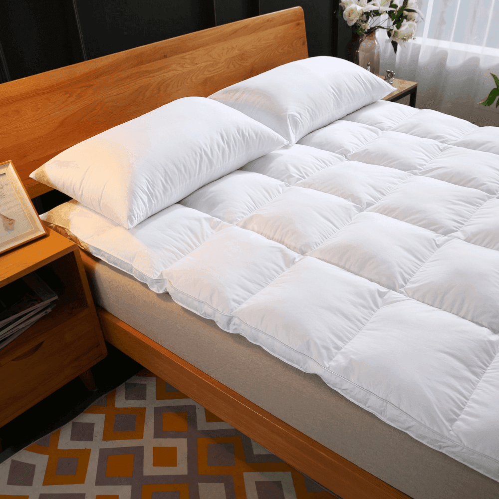 iSleep Mattress Topper - 100% Cotton Cover with 400 Thread Count - Premium Bed Topper for Back Pain Relief & Pressure Relief - Perfect for Side Sleepers & Hot Sleepers