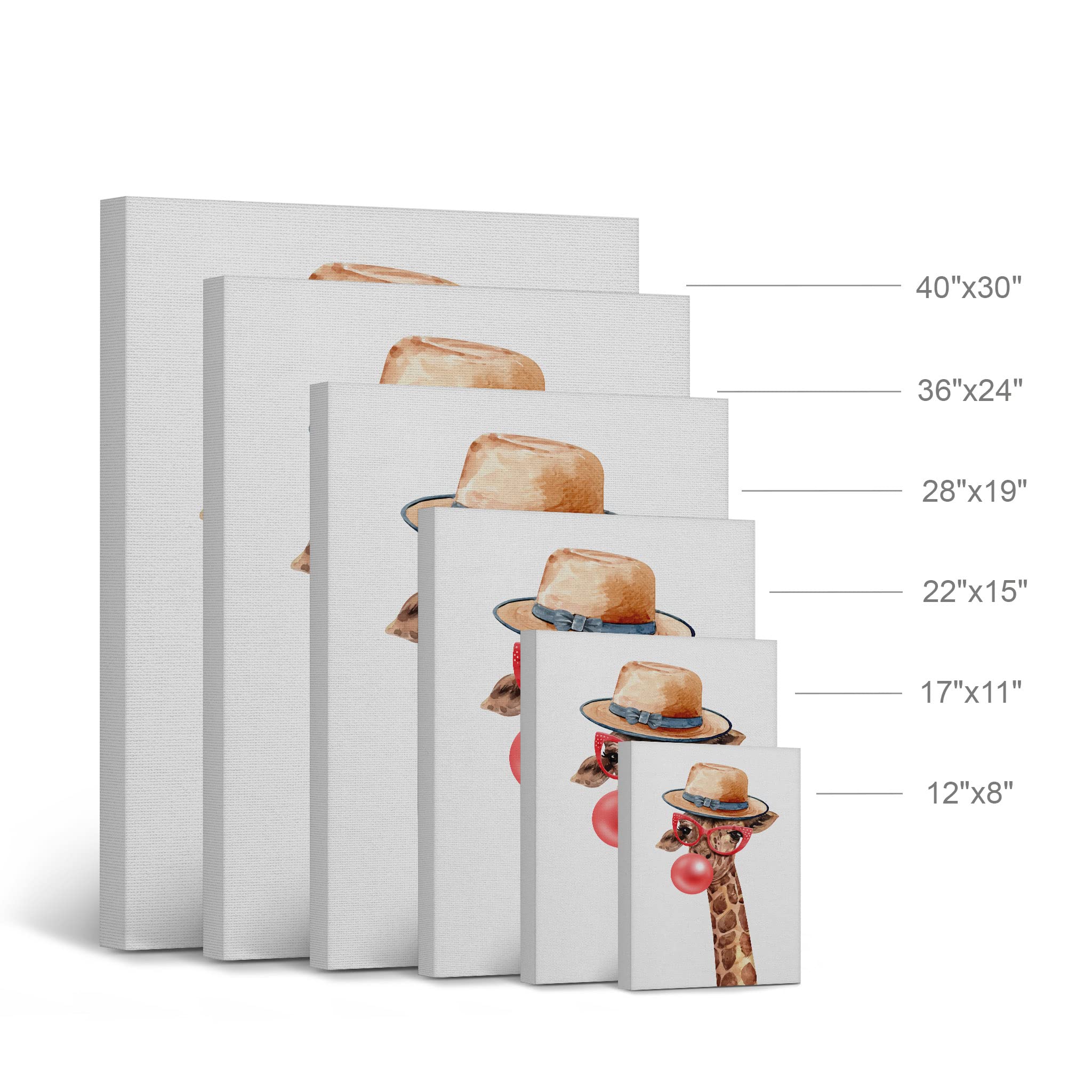 Giraffe Wearing Hat & Red Glasses Chewing Bubble Gum Canvas Wall Art Print - 40x30