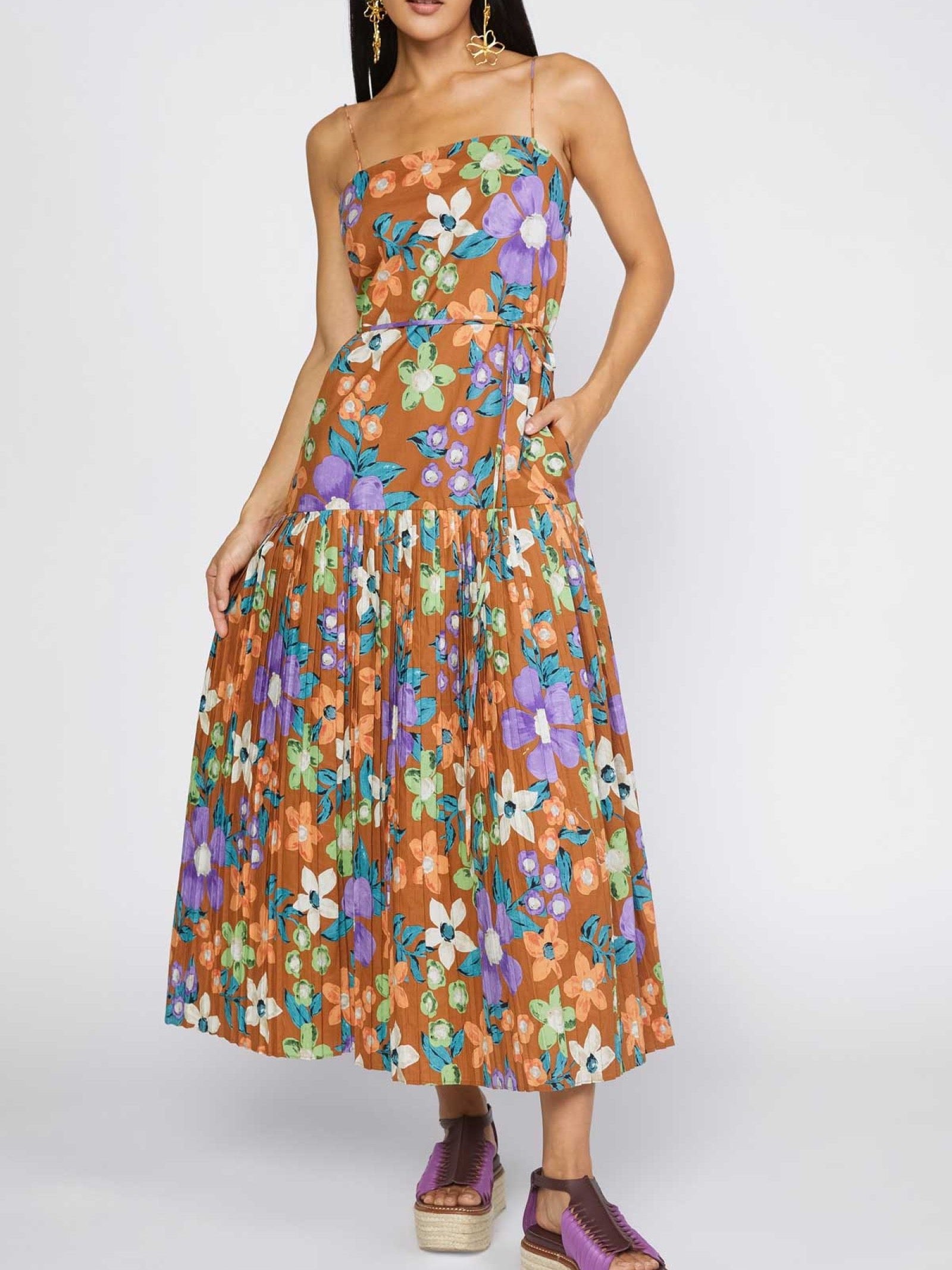 Mia Floral Print Summer Dress for Women - Elegant Flowy Maxi Dress with V-Neck & Long Sleeves | Perfect for Beach Vacation, Wedding Guest & Date Night Outfits