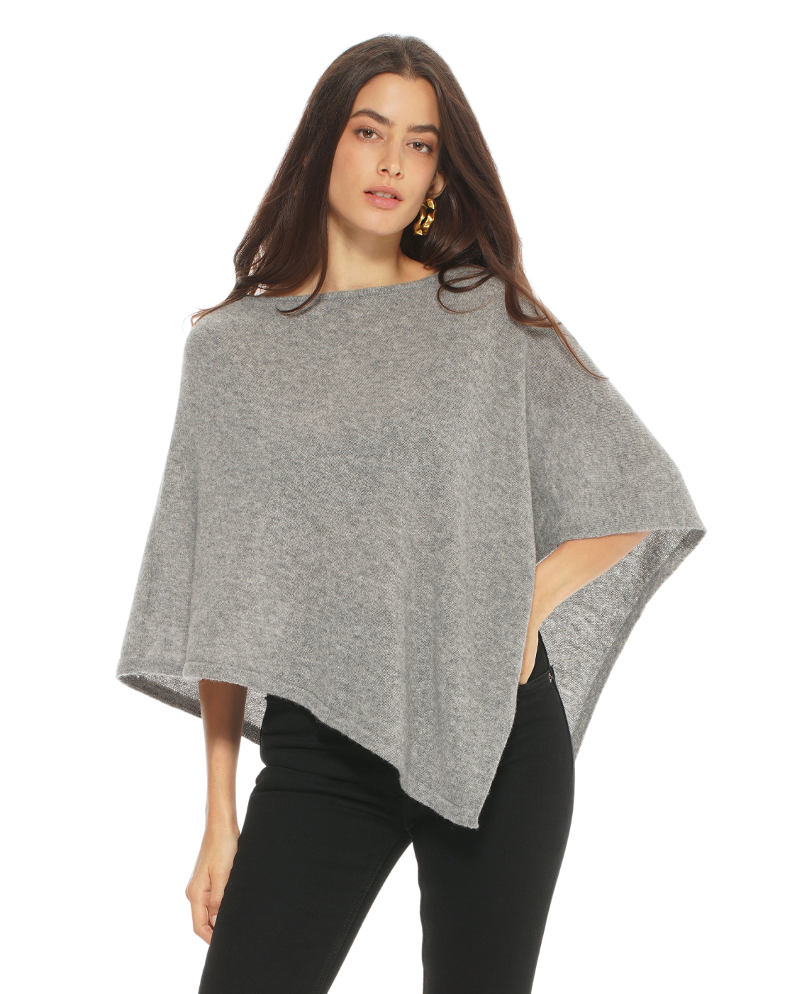 Luxury Women's Pure Cashmere Capelet Poncho - Soft Medium Grey Wrap Shawl for Fall & Winter | Perfect for Office, Travel & Evening Events