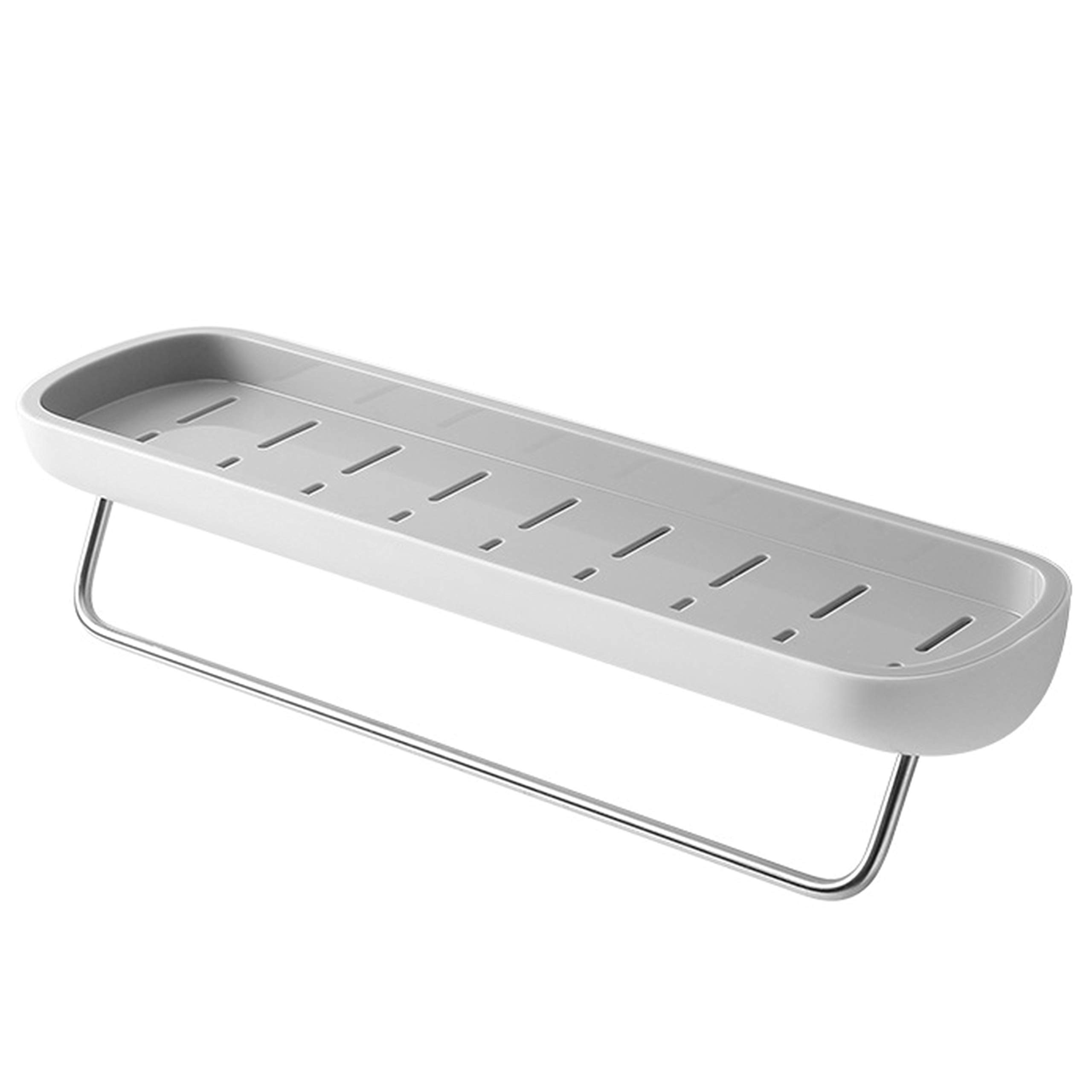 Sturdy Floating Wall Shelf with Towel Bar - White Kitchen Spice Rack & Bathroom Storage Organizer | Perfect for Organizing Spices, Toiletries & Kitchenware | Space-Saving Solution for Small Kitchens & Bathrooms