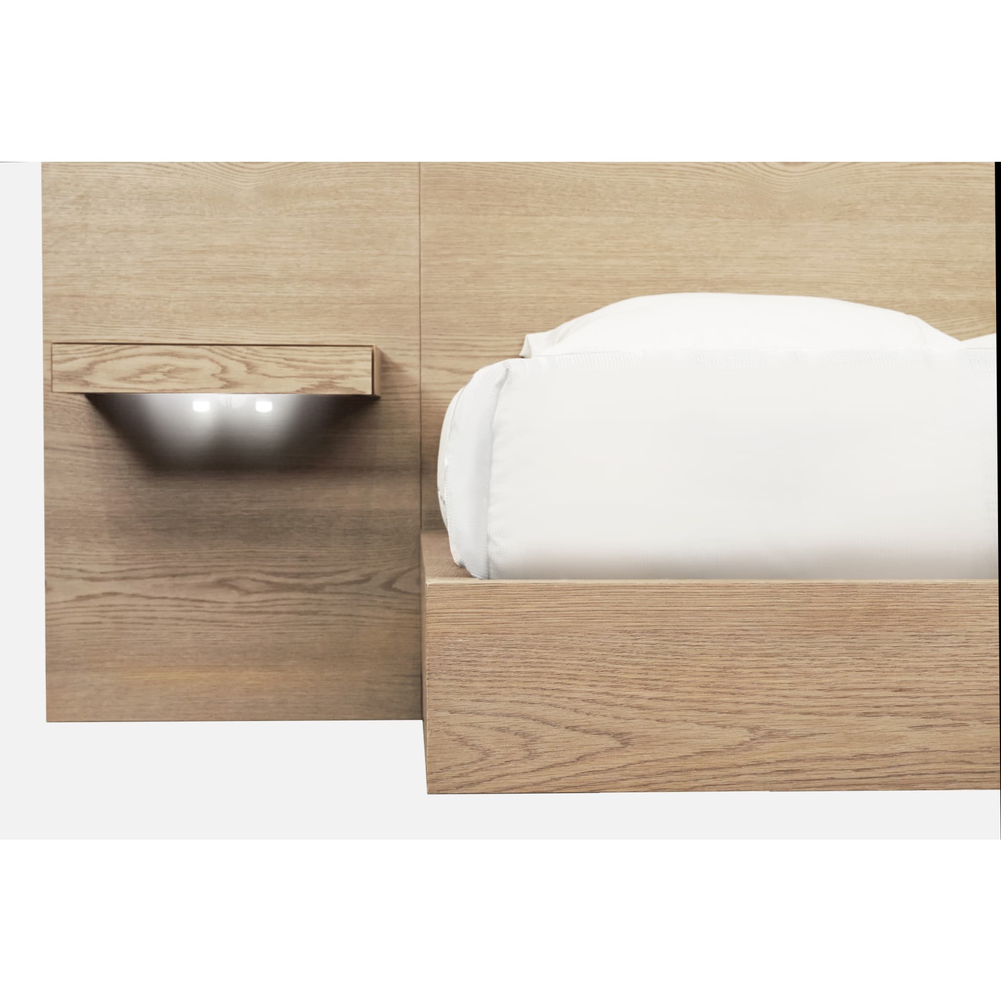Coastal Modern Live Edge Wall Bed with Floating Nightstands in Bisque - Space-Saving Murphy Bed for Small Apartments, Guest Rooms & Beach Houses