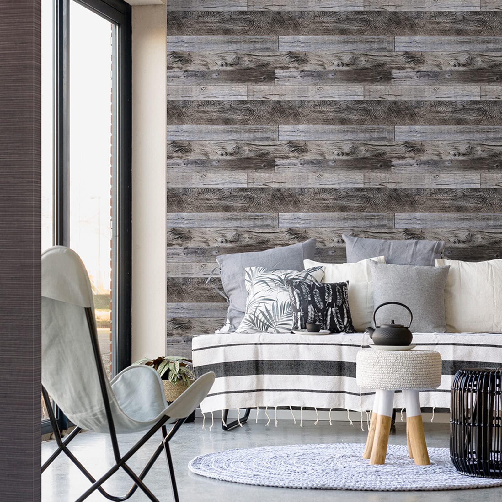 Yun-aeon Gray Wood Peel and Stick Wallpaper - 17.3
