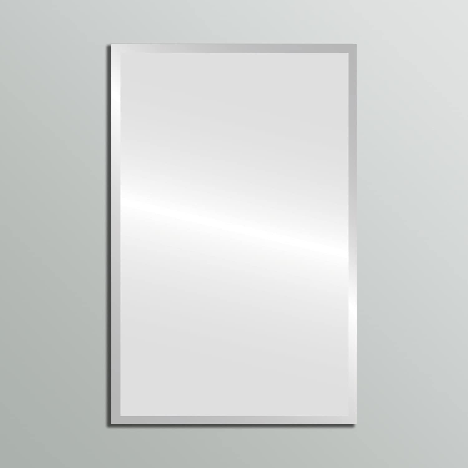 OVALCREST 18x24 Inch Clare Frameless Beveled Edge Rectangle Mirror - Distortion-Free Glass for Bathroom, Bedroom & Living Room Decor - Easy Mounting Wall Mirror for Modern Home & Vanity Makeup Area
