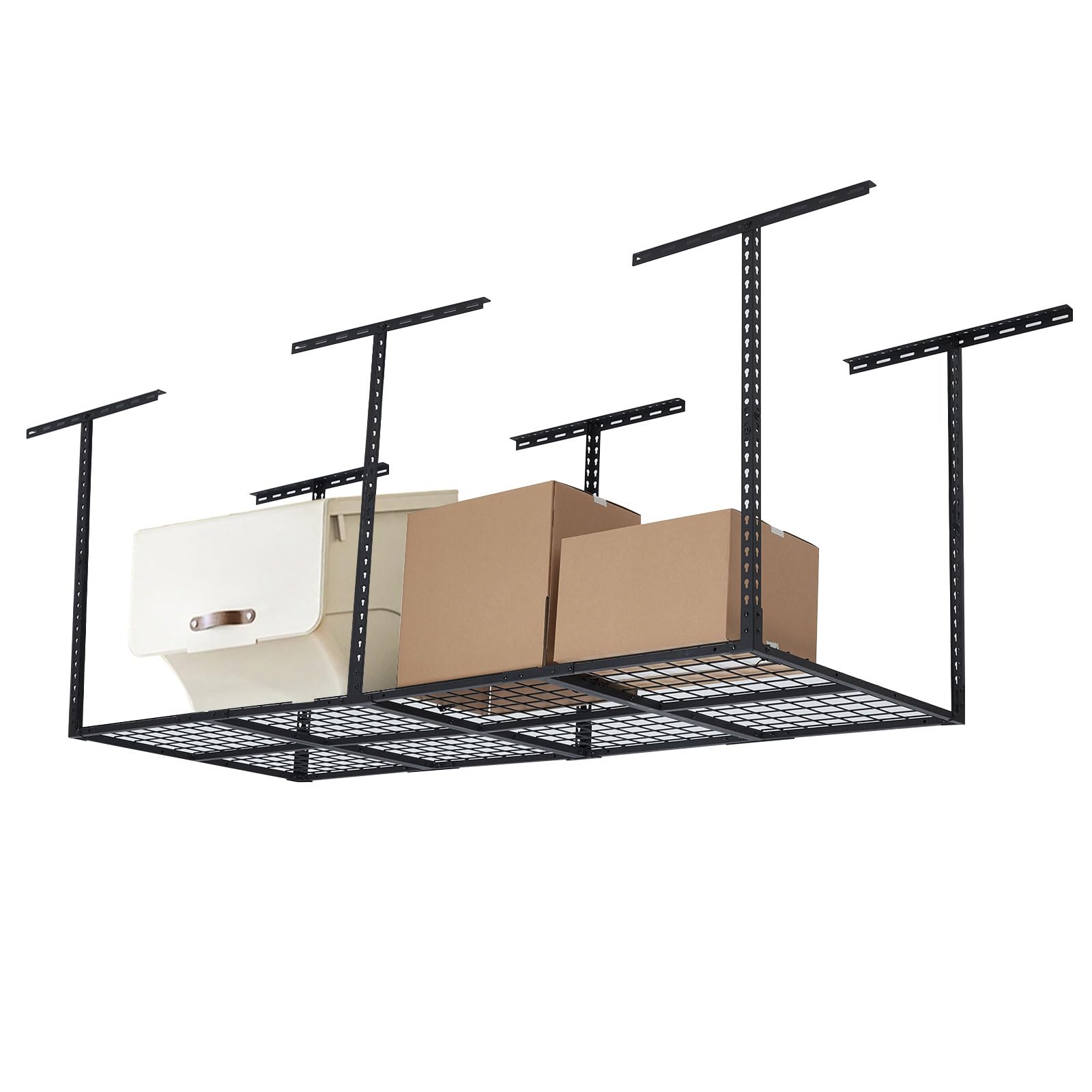 Heavy Duty Garage Ceiling Storage Racks - 96'' x 36'' Adjustable Cold Rolled Steel Overhead Organizer for Home, Warehouse & Workshop Organization