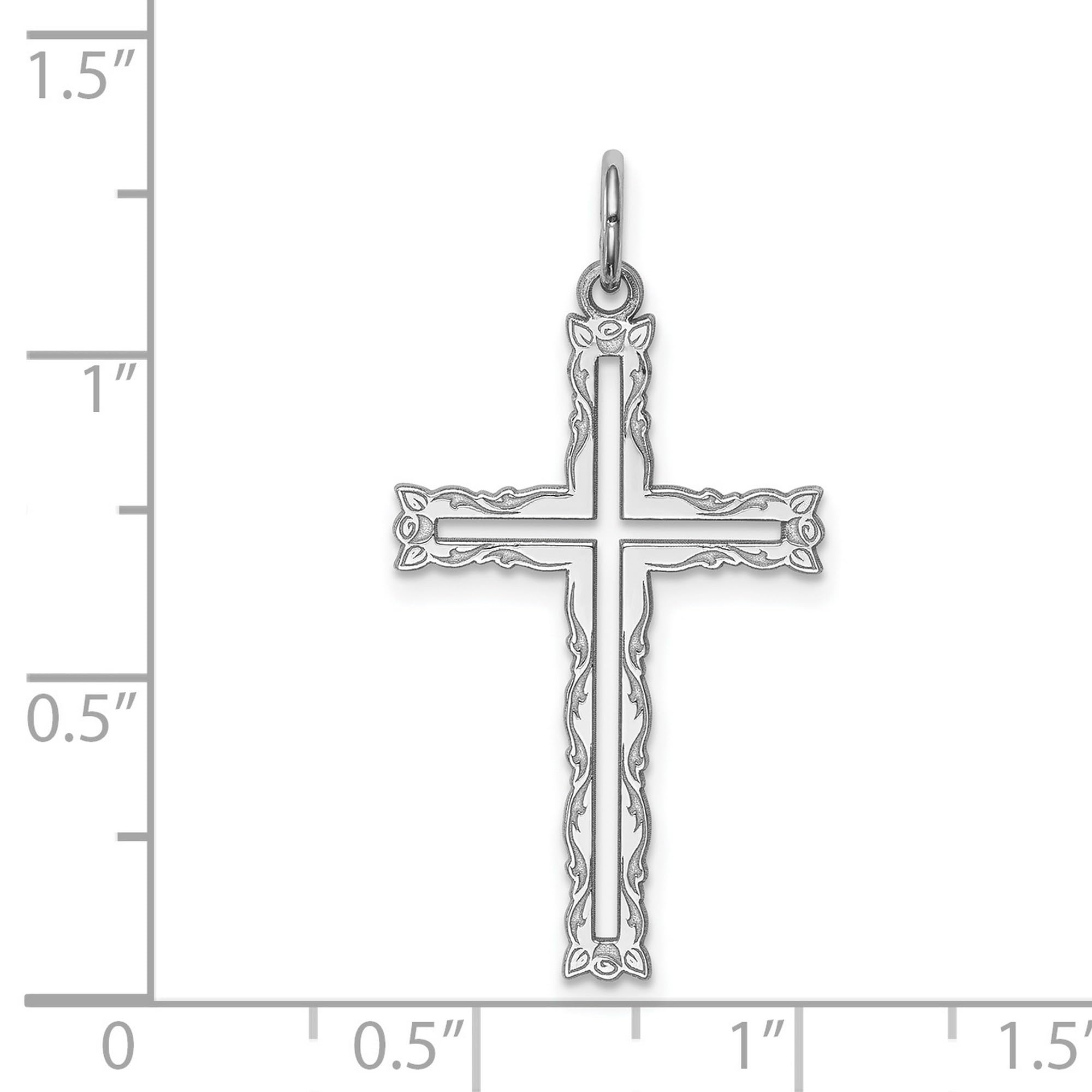 Elegant Sterling Silver Laser-Designed Cross Pendant Necklace - 26mm x 17mm - Perfect for Religious Gifts, Baptisms & Everyday Faith Jewelry