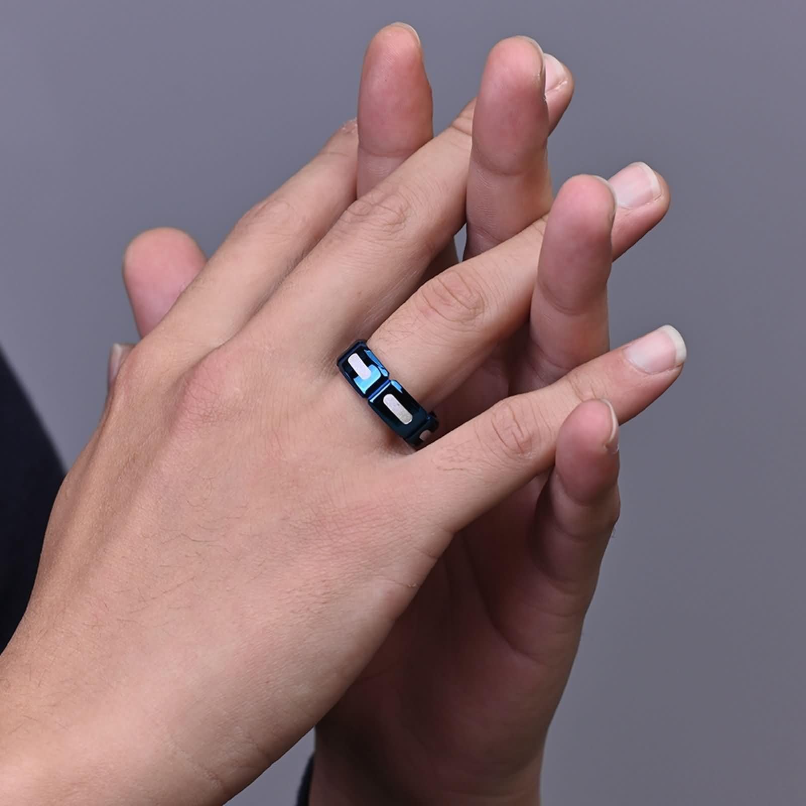 ANAZOZ男士承诺戒指 定制刻字不锈钢周年纪念戒指 8MM哑光金色男士婚戒 适合婚礼、纪念日、情侣礼物