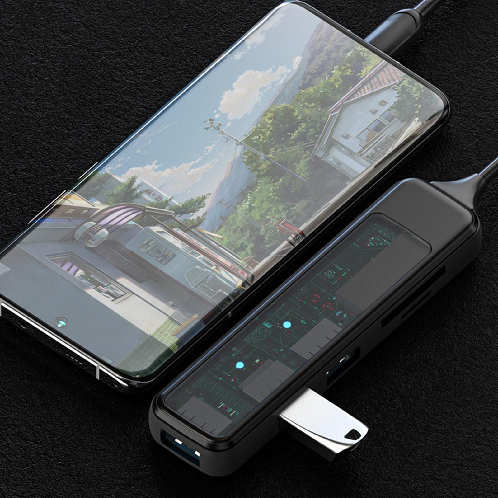 USB 3.0 Hub 4-Port with Card Reader for Laptop & PC - Fast Data Transfer