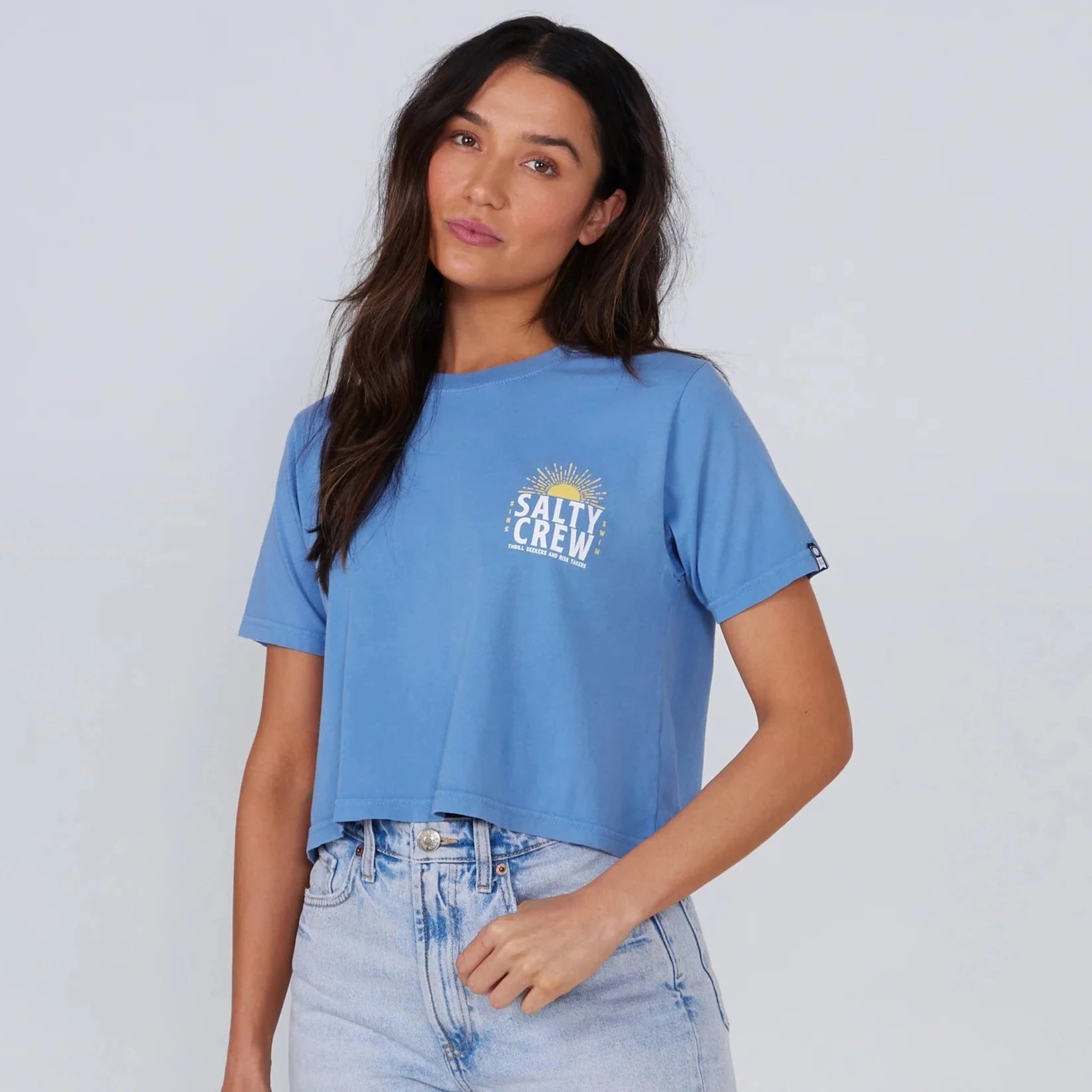 Salty Crew Cruisin Crop Tee - Women's Casual Short Sleeve T-Shirt for Beach, Surfing & Summer Outfits