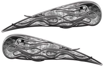 Gray Inferno Motorcycle Gas Tank Flame Decals - High-Quality Vinyl Stickers for Harley, Yamaha, Ducati - Perfect for Custom Bike Designs & Motorcycle Shows