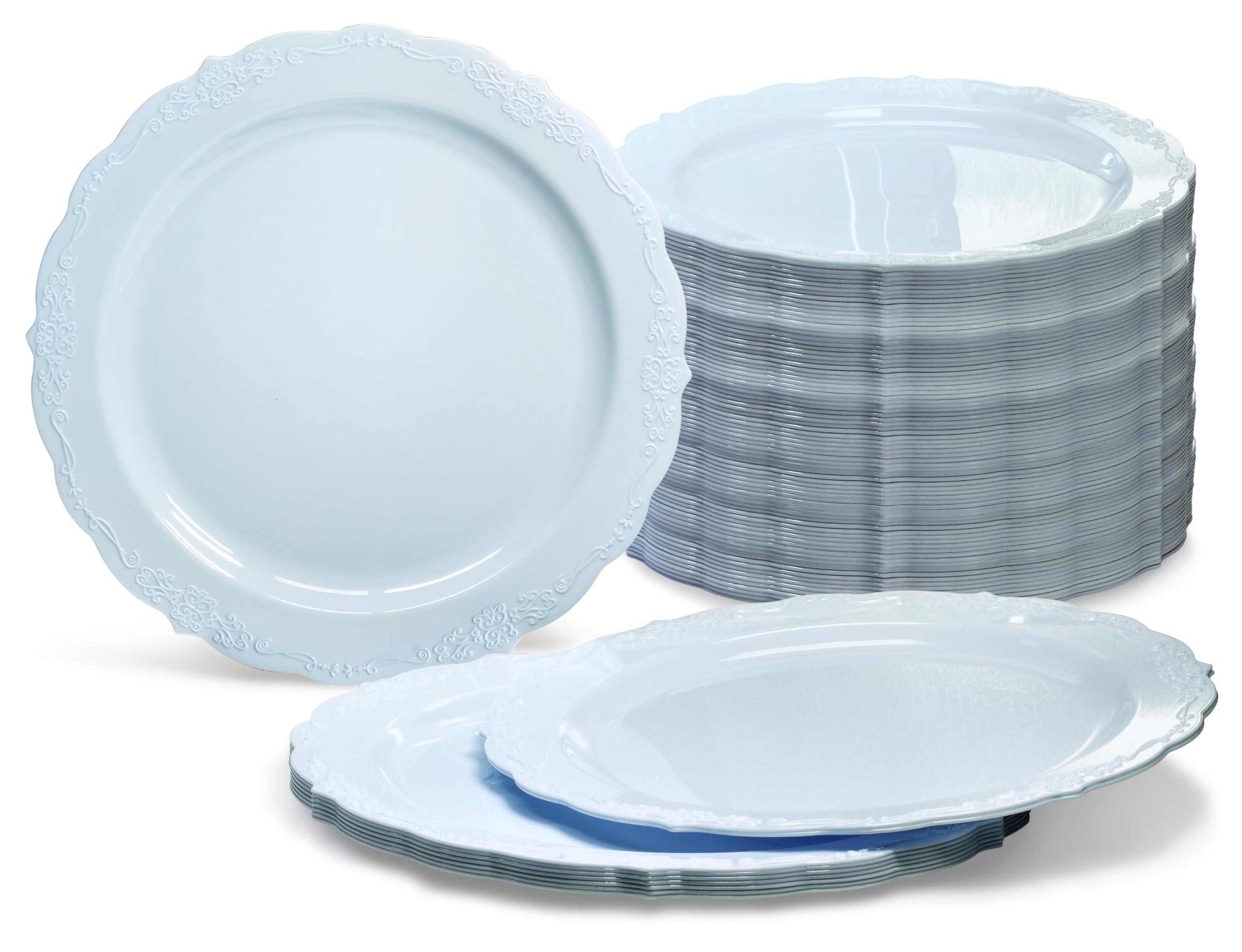 240 Pack Disposable Plastic Plates for Weddings & Parties - 10 Inch Dinner Plates in Verona Blue - Perfect for Birthday Celebrations, Baby Showers & Outdoor Events