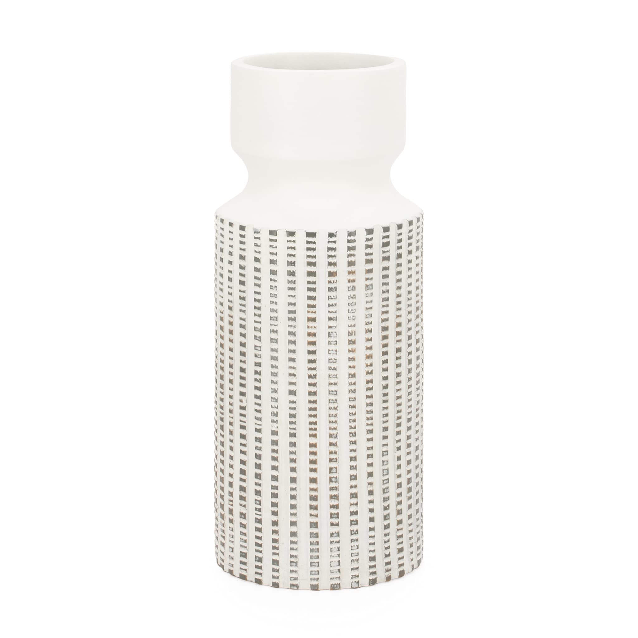 Torre & Tagus Manna Textured Resin Vase - 14 Inch White Decorative Vase for Home, Office & Wedding Decor - Modern Centerpiece for Living Room, Dining Table & Event Styling