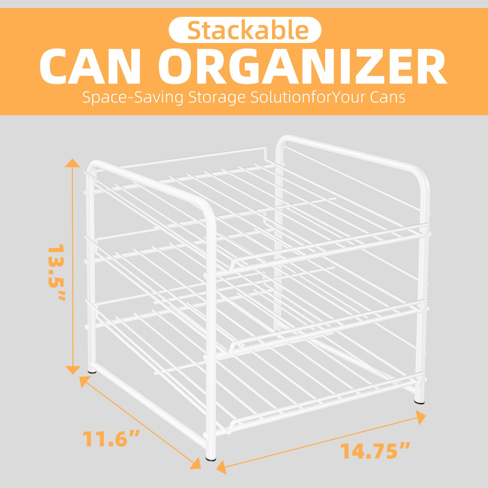 Stackable Can Organizer for Kitchen & Pantry - Holds 36 Cans, Space-Saving Can Rack Dispenser - Perfect for Soda, Beer & Food Storage (White)