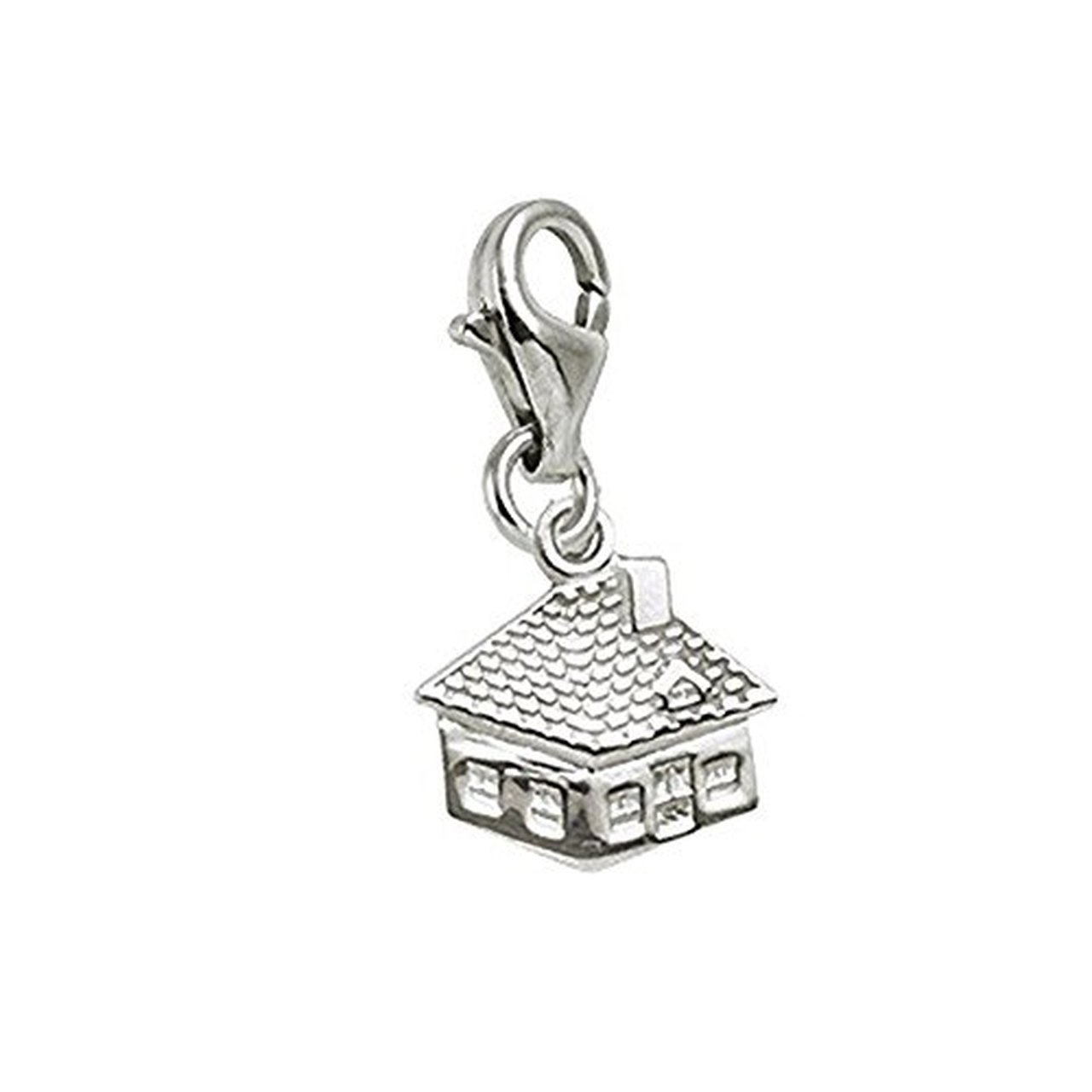 Lobster Claw Clasp House Charm - Silver Plated Jewelry Pendant for Bracelets & Necklaces - Perfect for DIY Jewelry Making, Gift Giving, and Everyday Wear