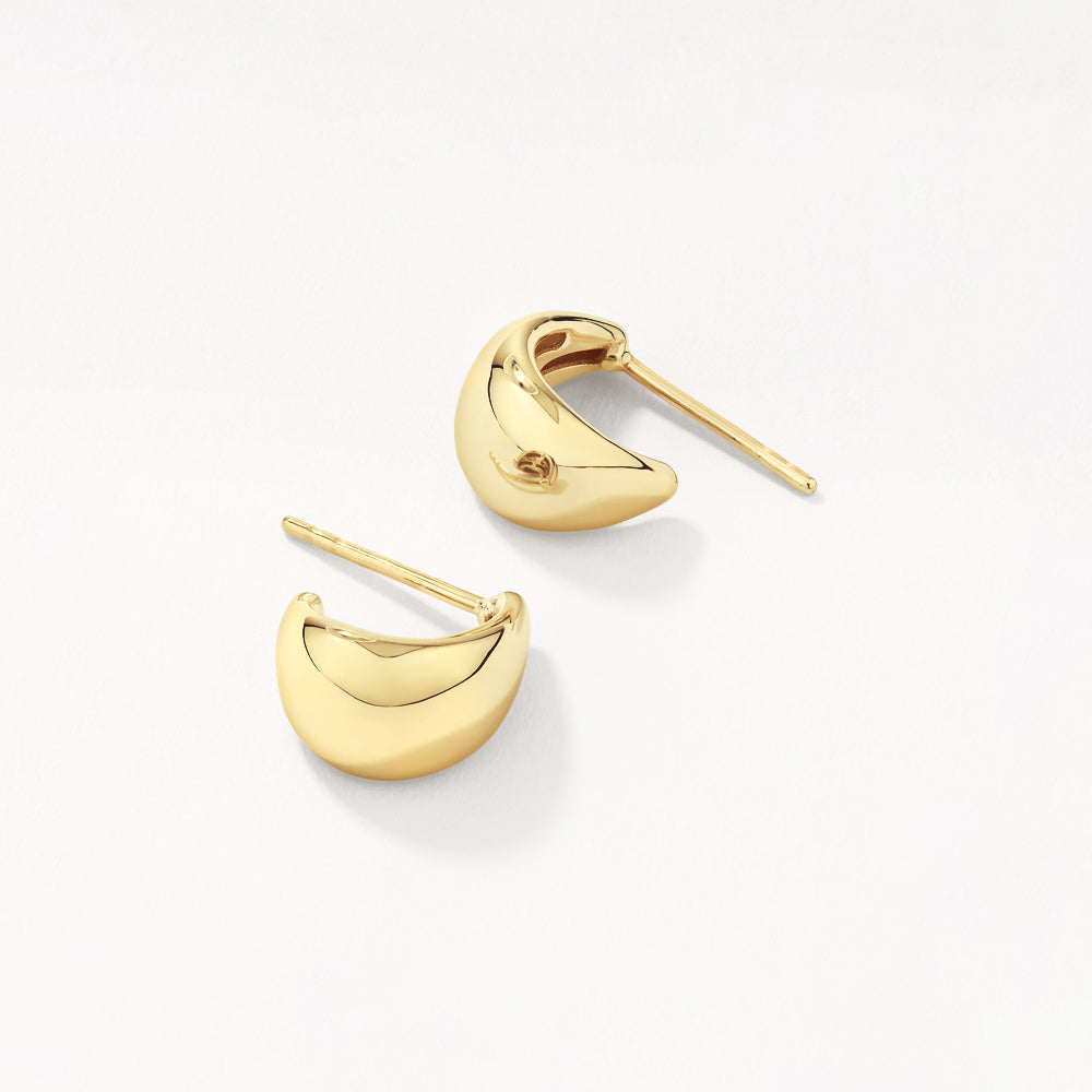 10k Gold Dome Huggie Stud Earrings for Women - Minimalist Hoop Earrings for Everyday Wear, Gift Giving & Special Occasions