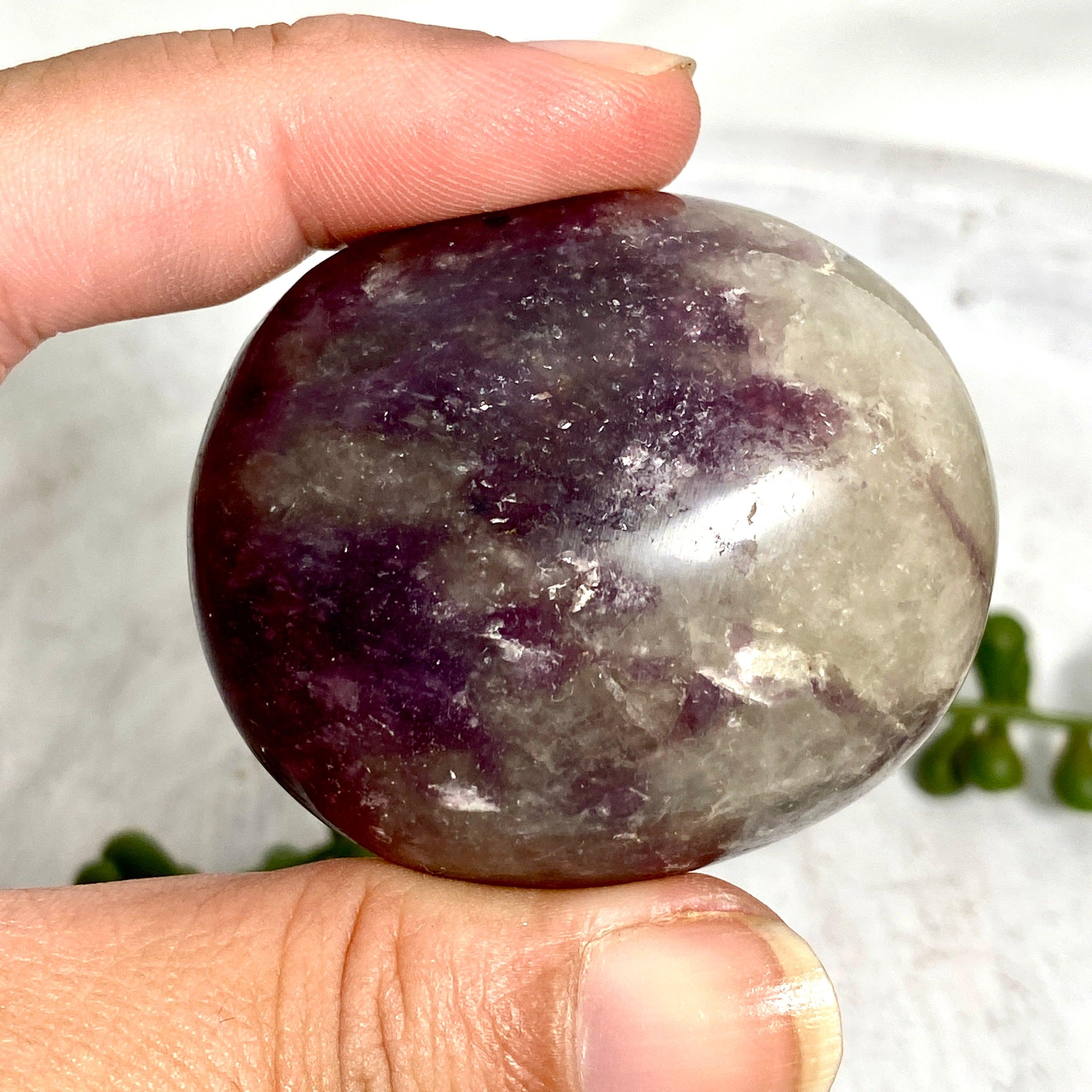 Natural Smokey Lepidolite Palm Stones - Healing Crystals for Stress Relief & Emotional Balance | Perfect for Meditation, Reiki, and Home Decor