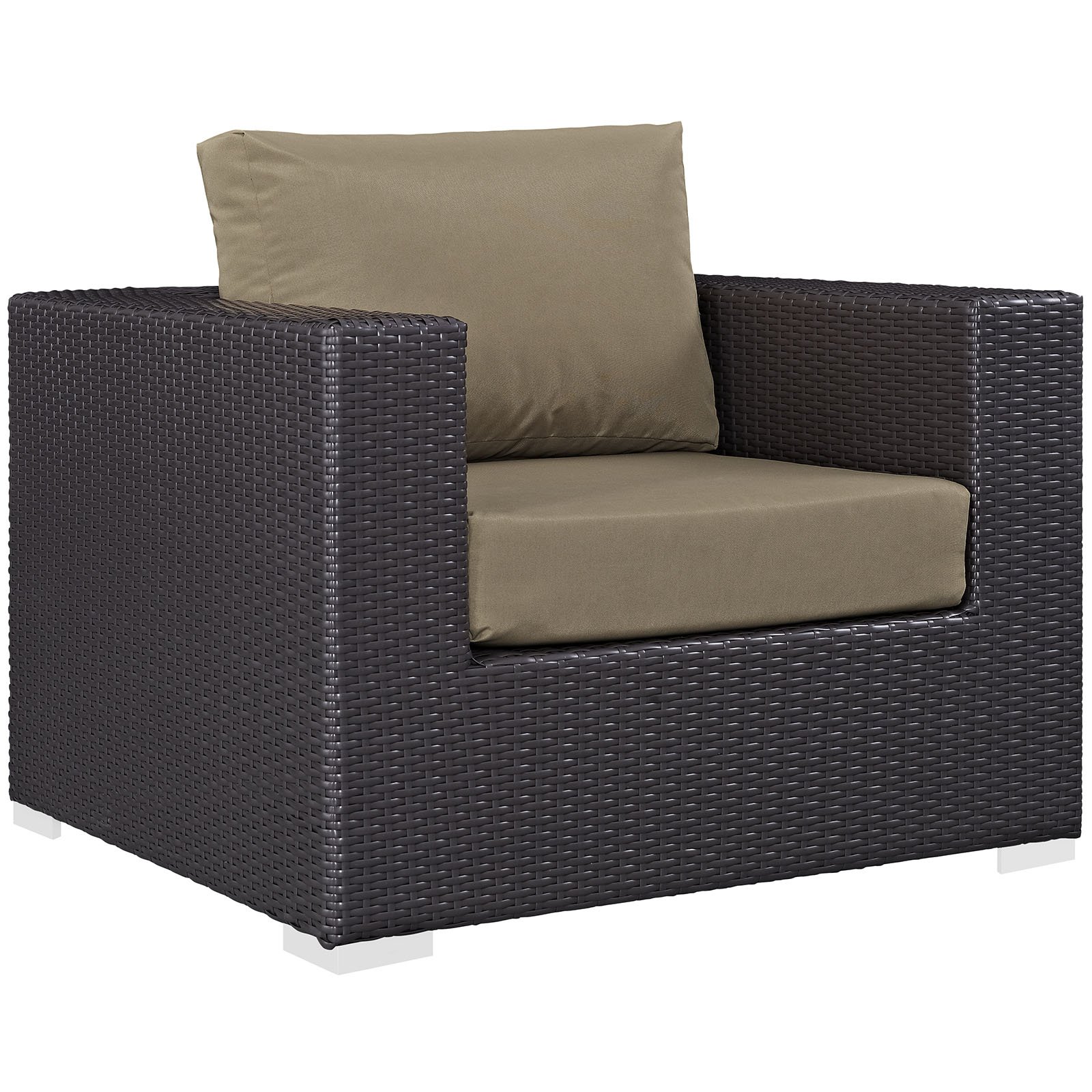 Modern 5-Piece Outdoor Patio Sectional Set - Brown Fabric Synthetic Rattan Furniture for Backyard, Poolside & Garden Relaxation
