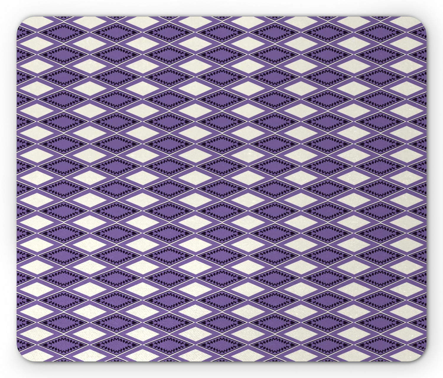 Ambesonne Geometric Mouse Pad - Abstract Rhombus Rectangle Design in Vivid Colors, Non-Slip Rubber Base, Standard Size (Dark Purple Lavender) - Perfect for Office, Gaming & Home Computer Workstations