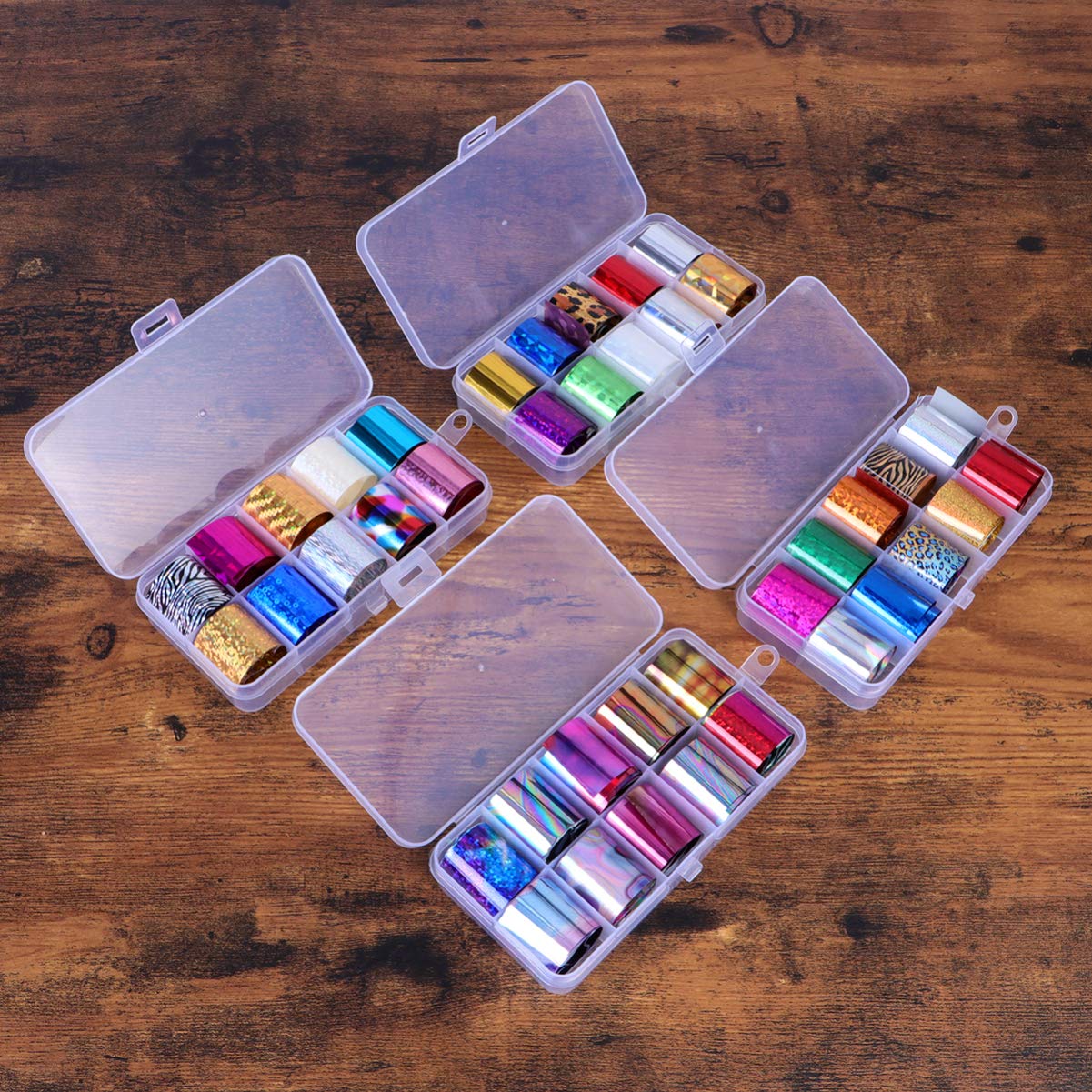 EXCLUZO 4 Set Holographic Nail Art Glitter Stickers - Colorful Starry Sequins & Sparkle Decals for DIY Nail Designs | Perfect for Manicures, Parties, and Special Occasions
