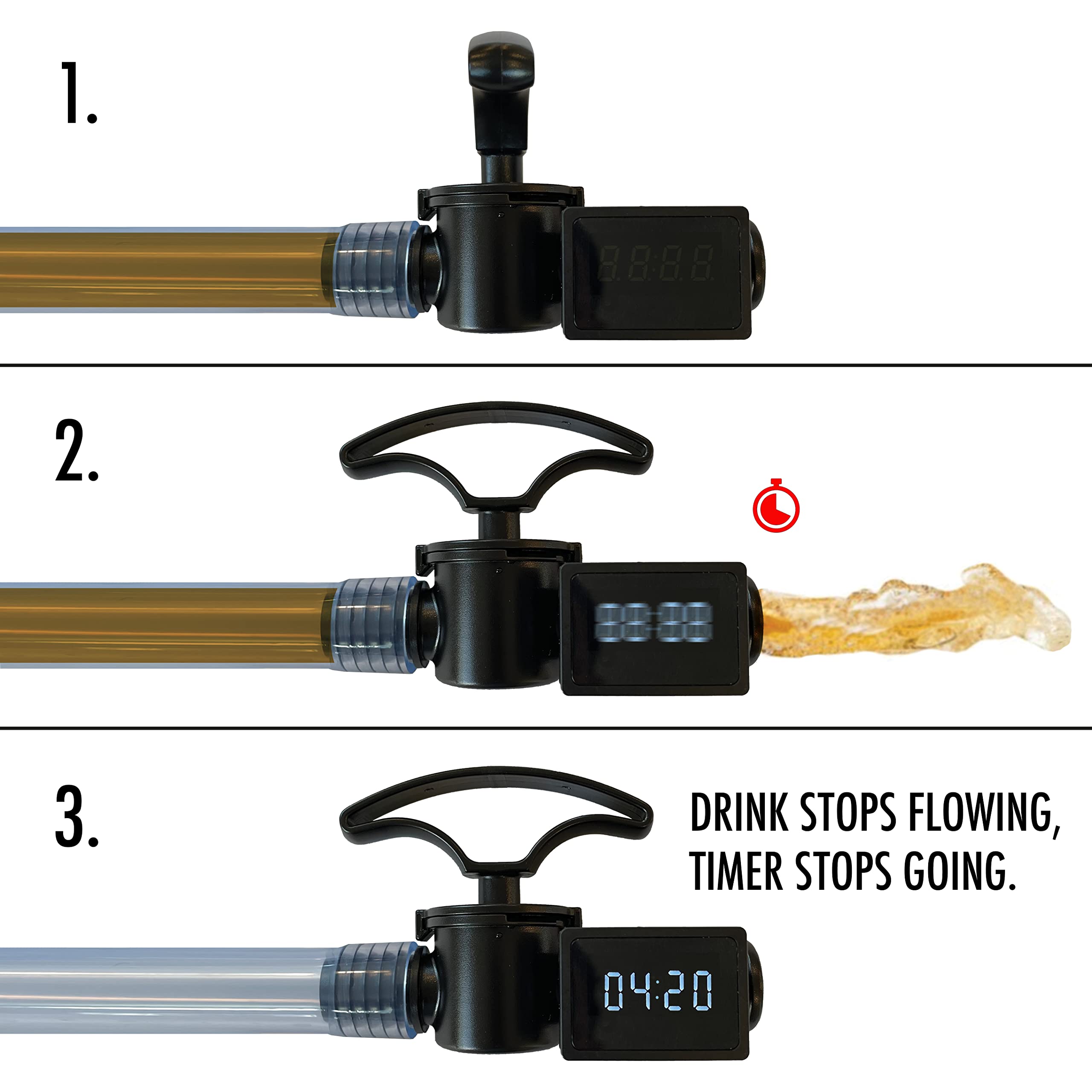 Timer Beer Bong - High Speed Drinking Funnel with Hose & Valve | Bongzilla Party Funnel for Bachelor Parties, College Games & Drinking Challenges | Perfect for Tailgates, Frat Parties & Beer Pong Tournaments