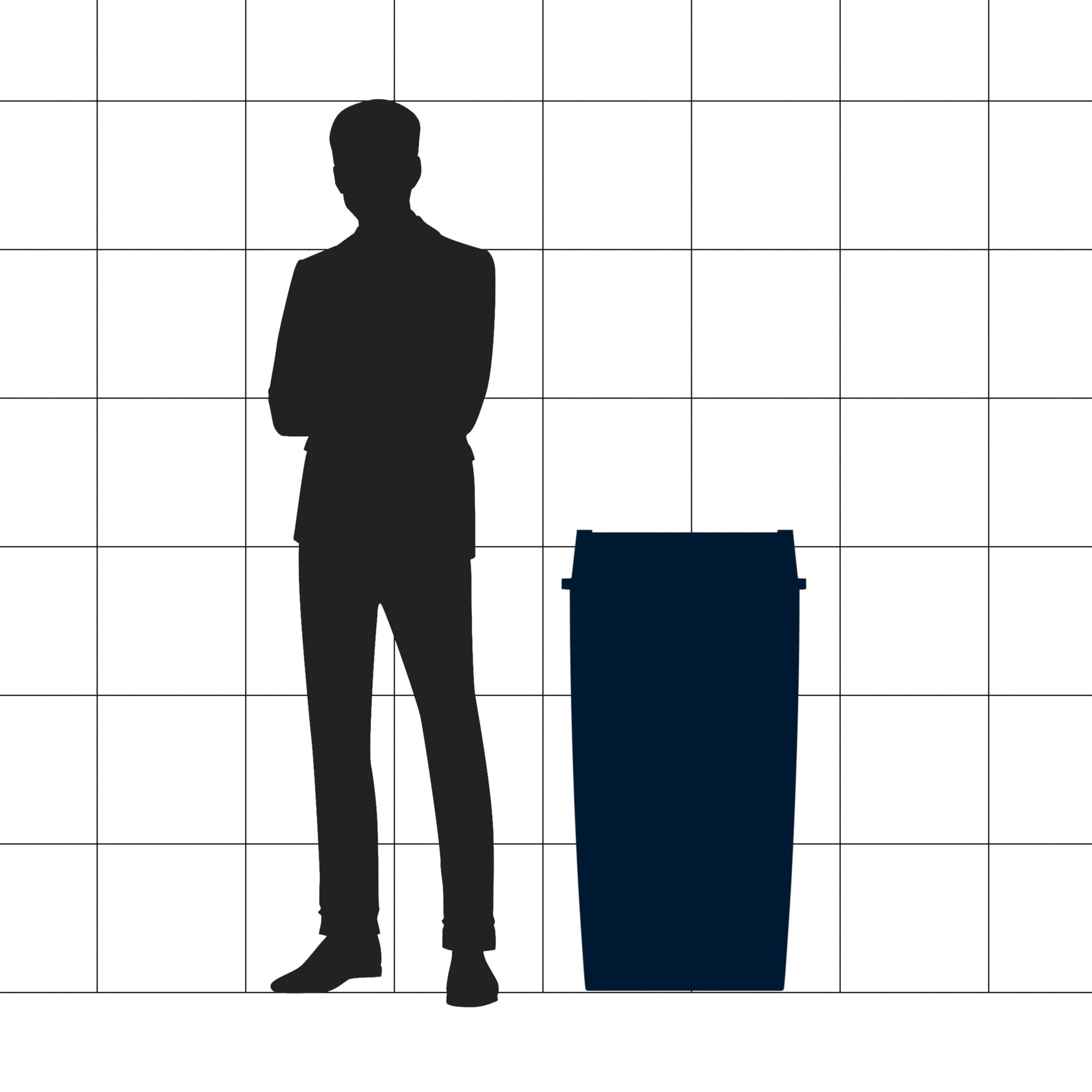 50 Gallon Black Square Commercial Trash Can with Lid - Heavy Duty Large Capacity Waste Bin for Restaurants, Offices & Outdoor Use