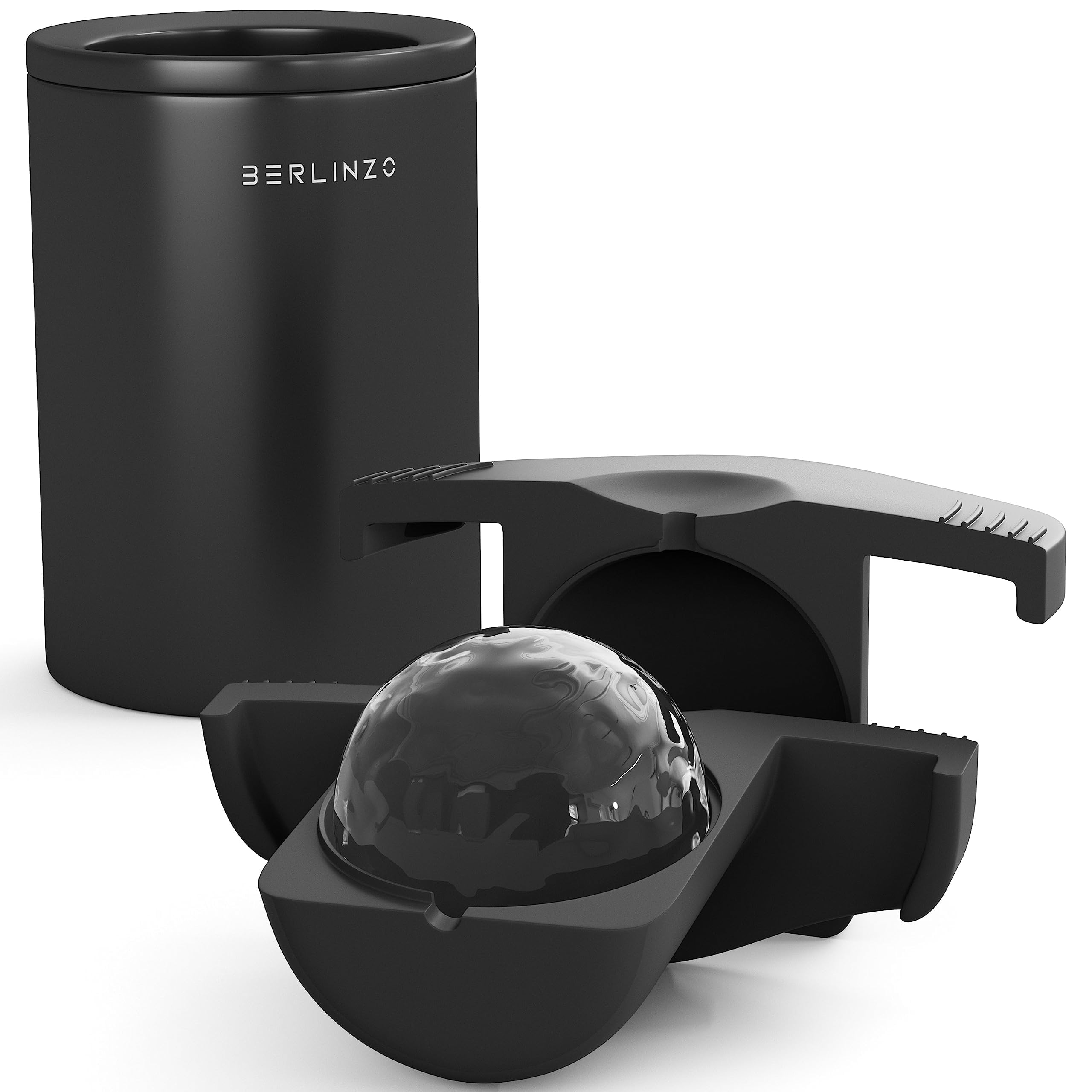 Berlinzo Premium Clear Ice Ball Maker Mold - 2.4 Inch Large Crystal Clear Ice Spheres for Whiskey, Bourbon & Cocktails - Easy Release Ice Sphere Tray - Perfect for Home Bars, Parties & Gifts (Storage Bag Sold Separately)
