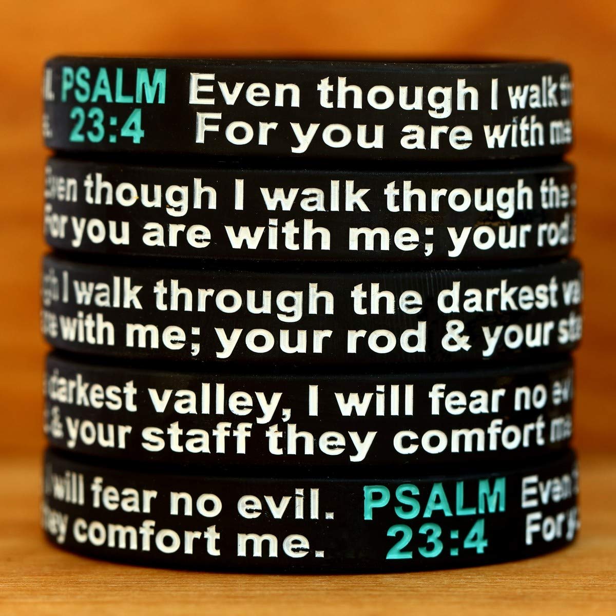 15 Pack Psalm 23:4 Inspirational Bible Verse Wristbands - Christian Faith Bracelets for Women & Men - Perfect for Church, Prayer & Daily Encouragement