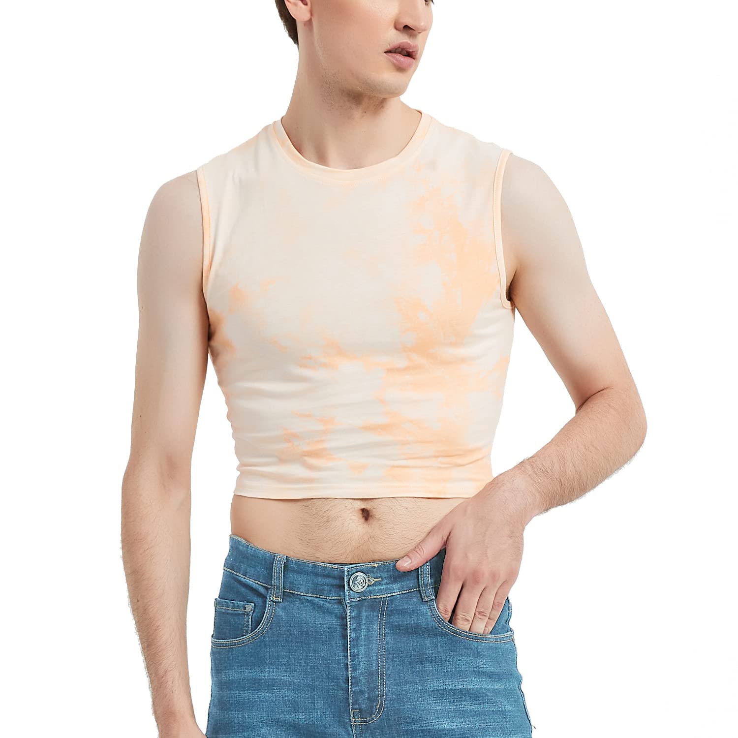 QOYDOY Men's Cotton Cropped Tank Top - Breathable Short Sleeve Muscle Tee for Gym, Workout & Summer Fashion
