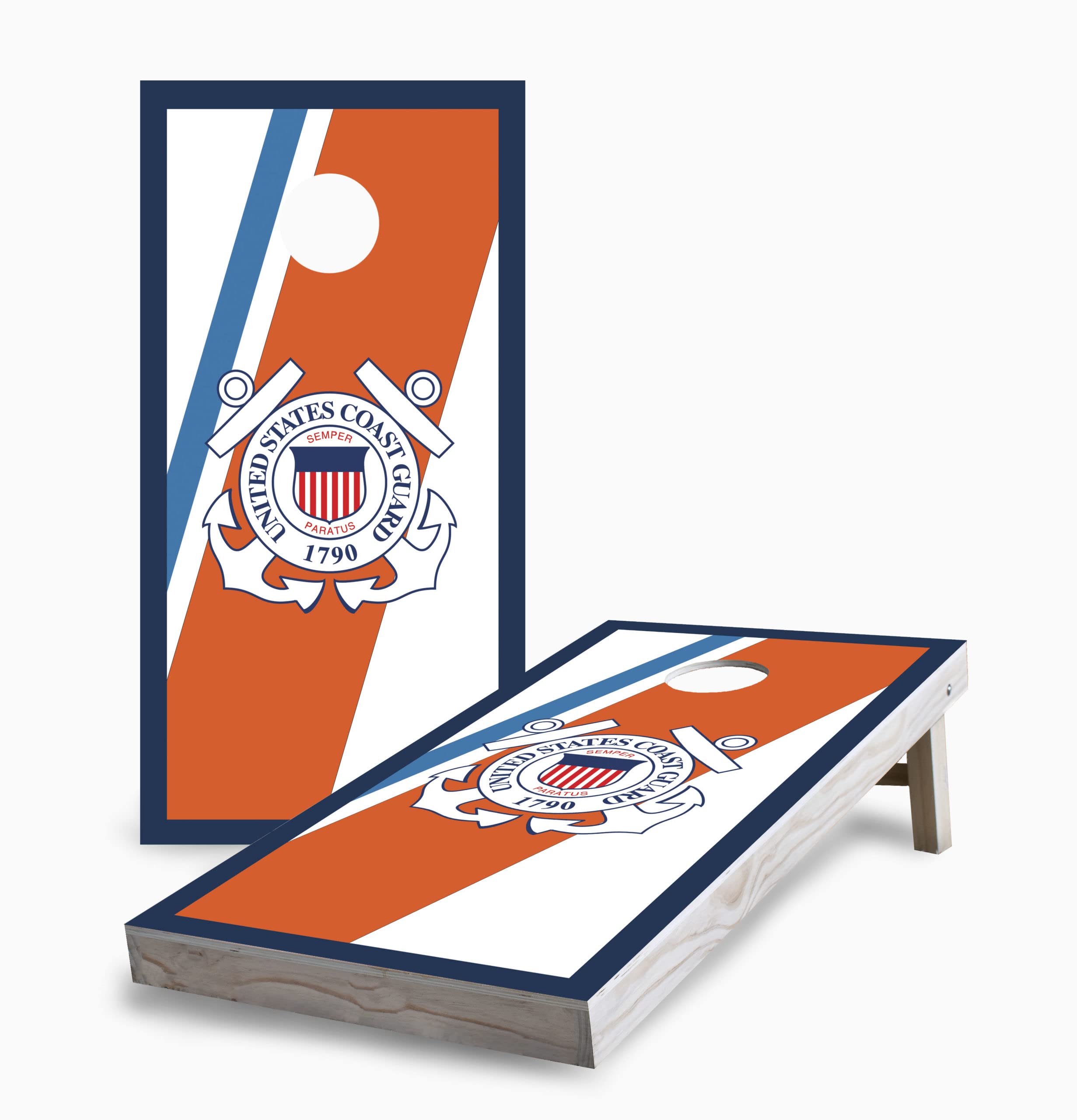 Skip's Garage Coast Guard Corn Hole Board Set - 2 Boards, 8 Bags & Accessories - Perfect for Backyard BBQs, Tailgating & Outdoor Parties