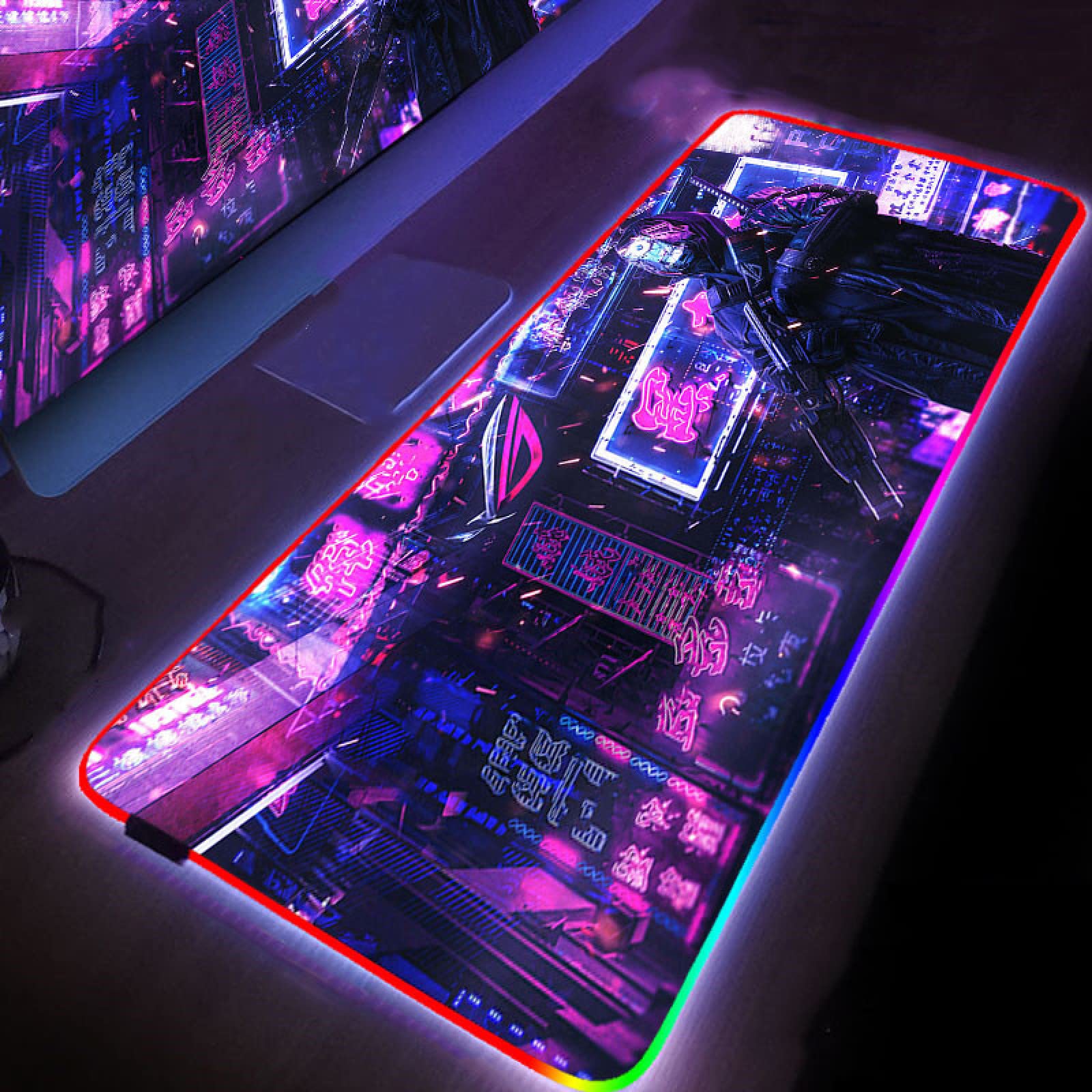 RGB LED Gaming Mouse Pad - 15.7x35.4 Inch Large Neon Glow Mouse Mat with Colorful Backlit for PC Gamers | Perfect for Night Gaming, Streaming Setup & Esports Tournaments