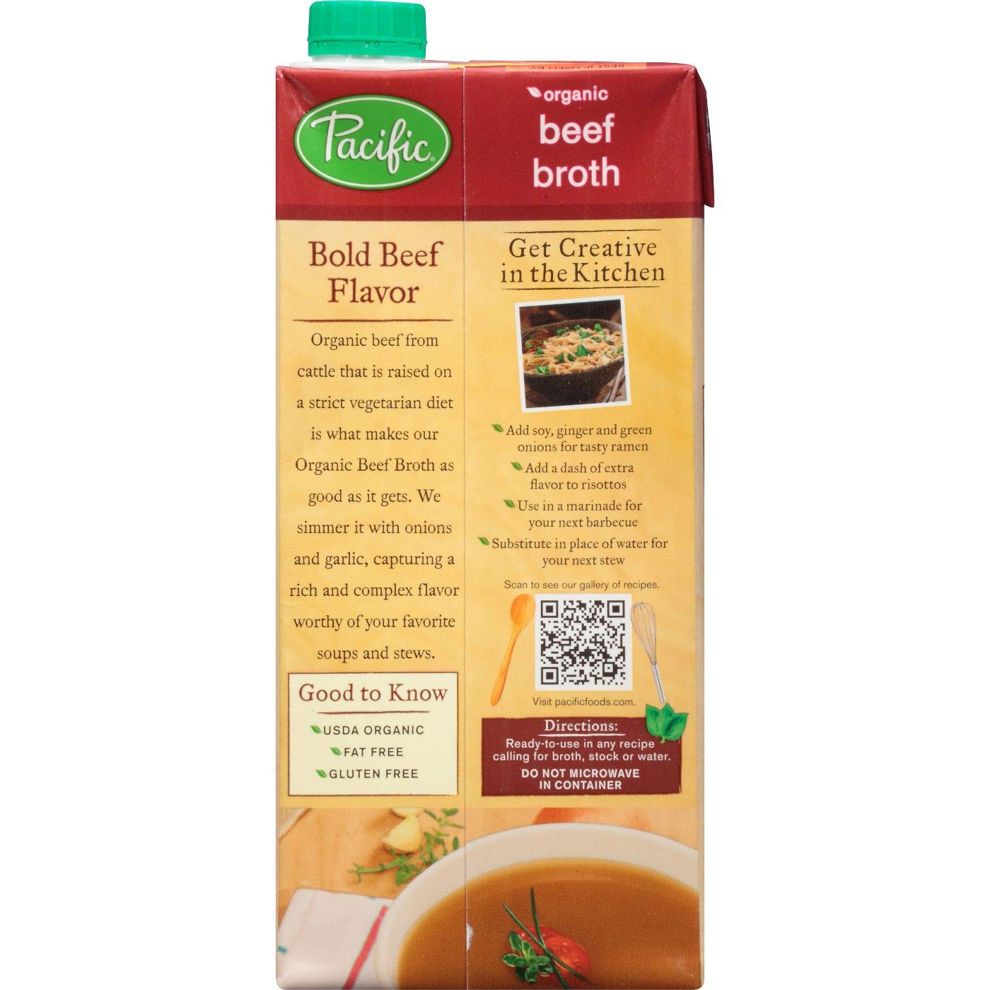 Pacific Foods Organic Gluten-Free Beef Broth - 6 Pack (32 fl oz Each) | USDA Certified | Keto & Paleo Friendly | Perfect for Soups, Stews & Cooking Recipes