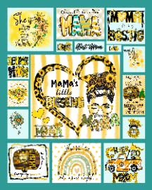 Teal Blessed Mama Bee Sunflower