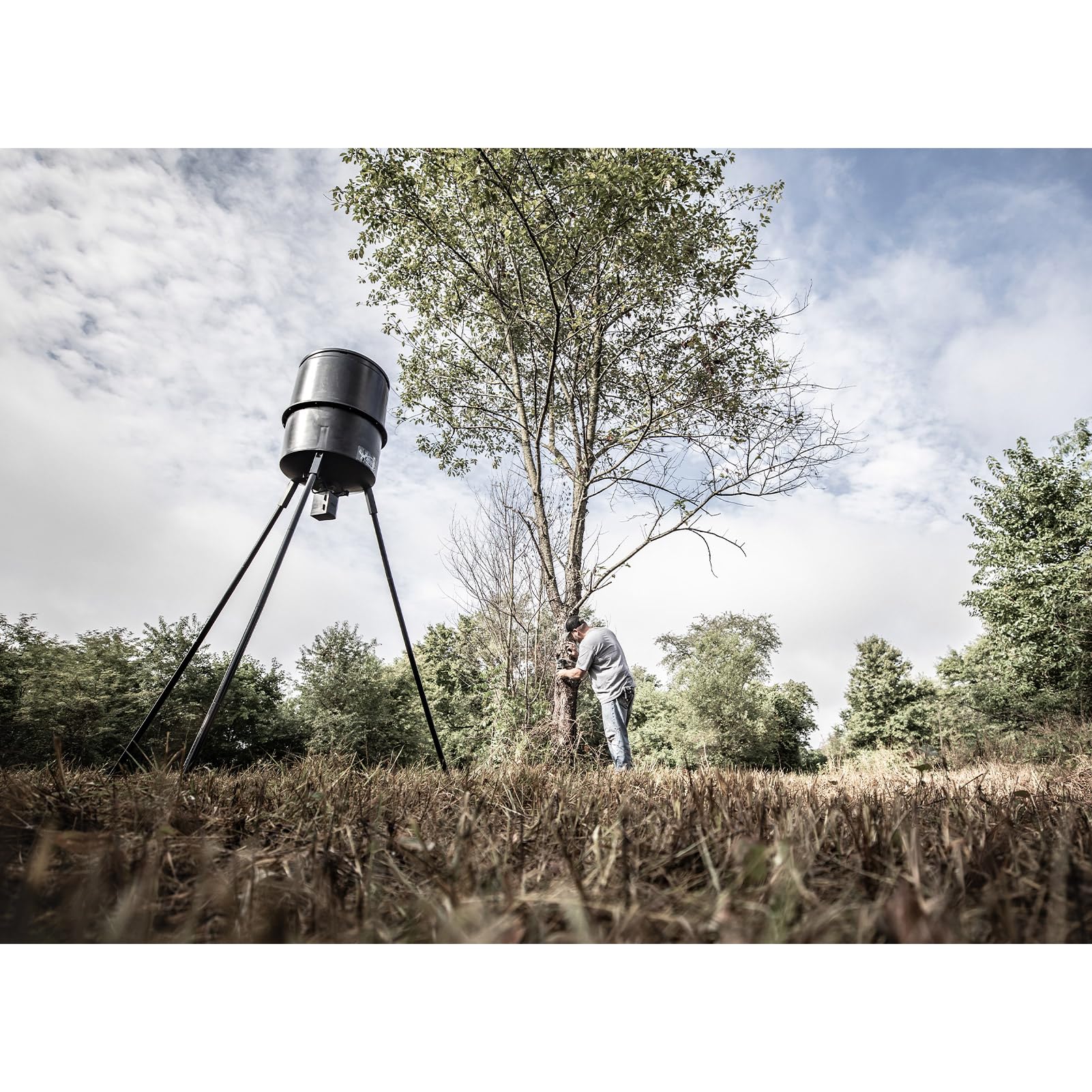 WILDGAME INNOVATIONS Quick-Set 270 lb Digital Timer Game Feeder - Durable Tripod Hunting Feeder for Corn & Pellets with 1-4 Feed Times & 30ft Range | Perfect for Deer Hunting, Wildlife Observation & Backyard Feeding