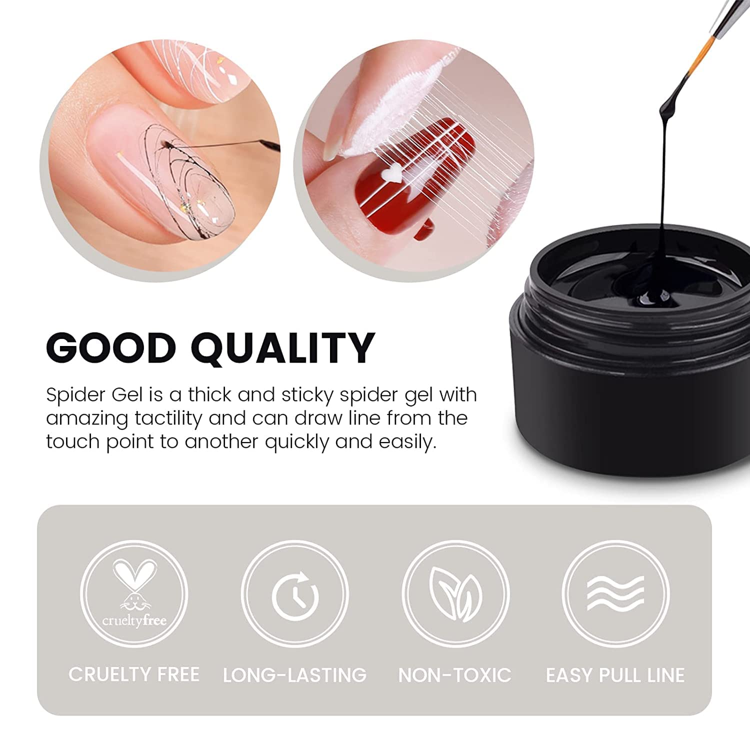 D.B.Z. Black Spider Gel Polish Kit - UV LED Nail Art Paint for Spider Web Design, Black & White Gel Polish Set - Perfect for Halloween, Gothic, and Creative Nail Designs