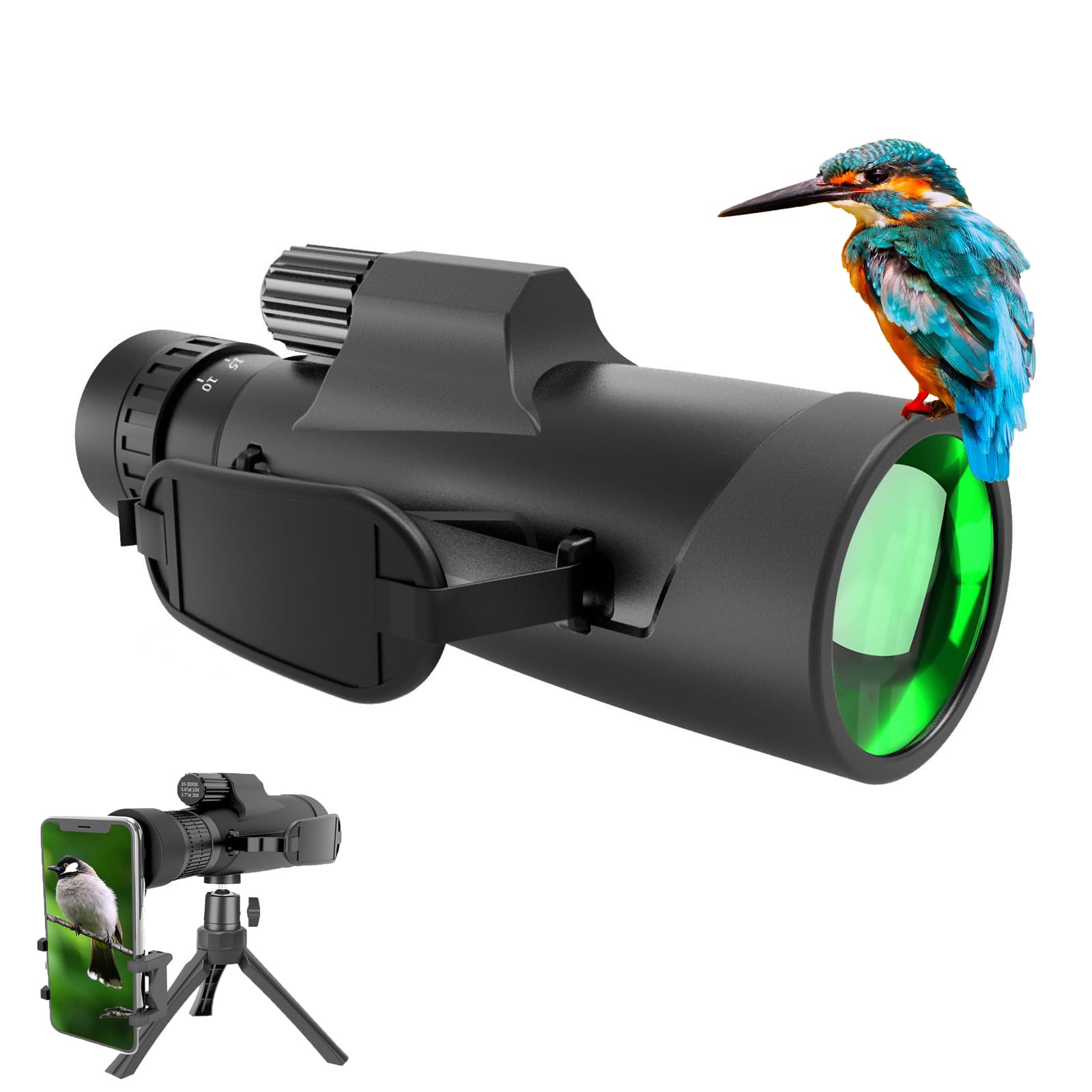 10-30X50 High Power Monocular Telescope with BAK-4 Prism & FMC Lens - Waterproof, Portable, Low Light Vision - Perfect for Hunting, Hiking, Camping, Bird Watching & Outdoor Adventures - Great Gift for Men & Women