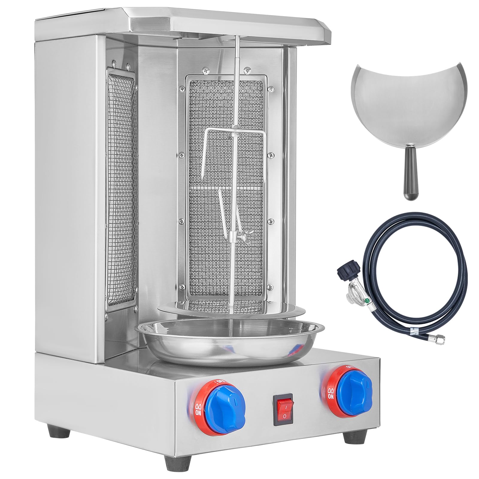 Happybuy Commercial Shawarma Grill Machine - 13 lbs Capacity Gas Vertical Broiler with 2 Burners | Professional Chicken Shawarma Cooker & Gyro Rotisserie Oven for Home, Restaurant, Kitchen & Outdoor Parties | Perfect for Middle Eastern Cuisine, Food Trucks & Catering Events