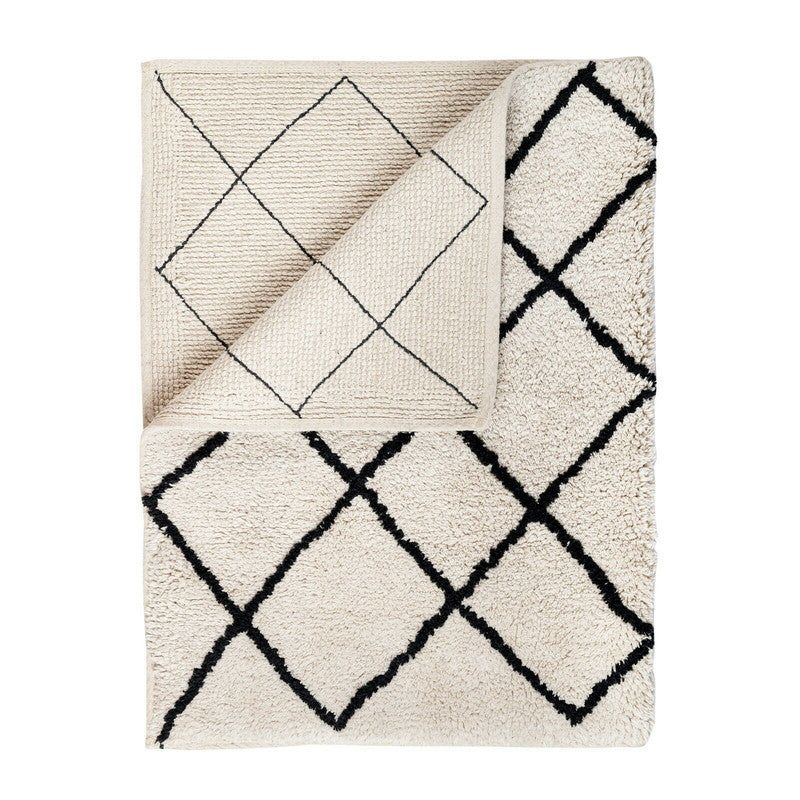 Premium Soft Cotton Bath Rug - Non-Slip Tufted Jacquard Design for Bathroom, Shower & Spa - Ultra Absorbent & Quick Dry